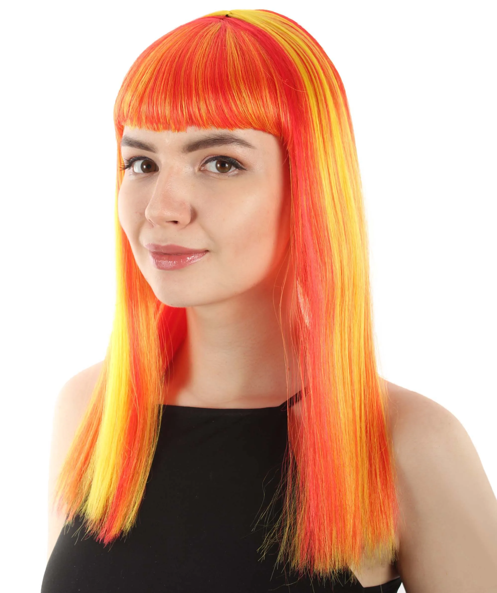 Adult Women's 18" Inch Silky Medium Straight Length Diva Wig, Multiple Color Synthetic Hair with Bangs | HPO
