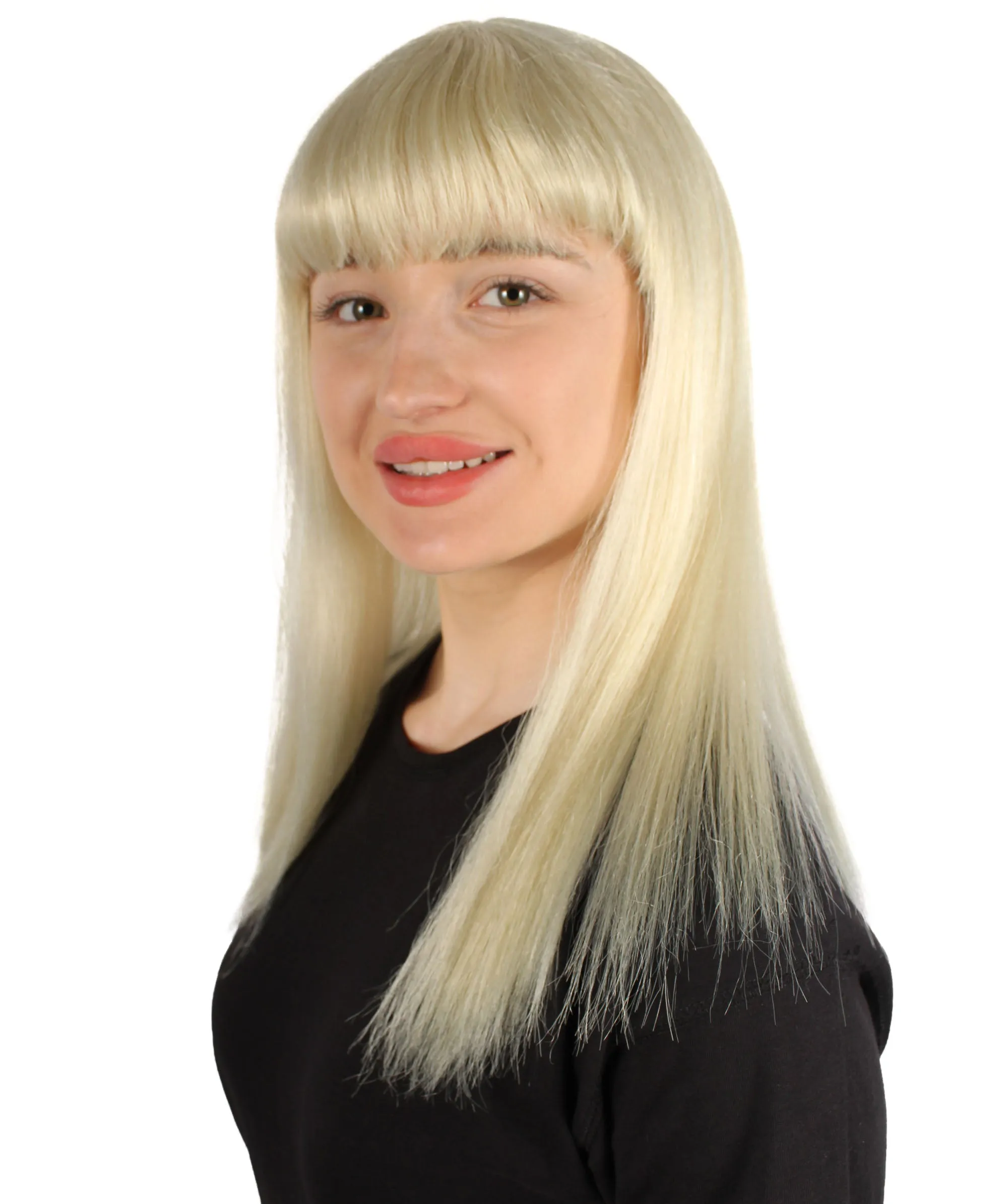 Adult Women's 18" Inch Silky Medium Straight Length Diva Wig, Multiple Color Synthetic Hair with Bangs | HPO