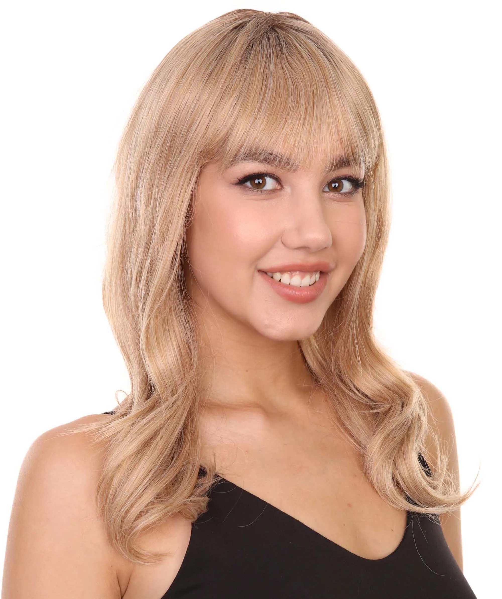 Adult Women's 19" Inch Long Length Wavy Side Back Lace Natural Blonde Hairline Icon Beauty Wig, 100% Heat Resistant Fibers, Perfect for your Everyday Wear and Styling to your Expectations! | Nunique