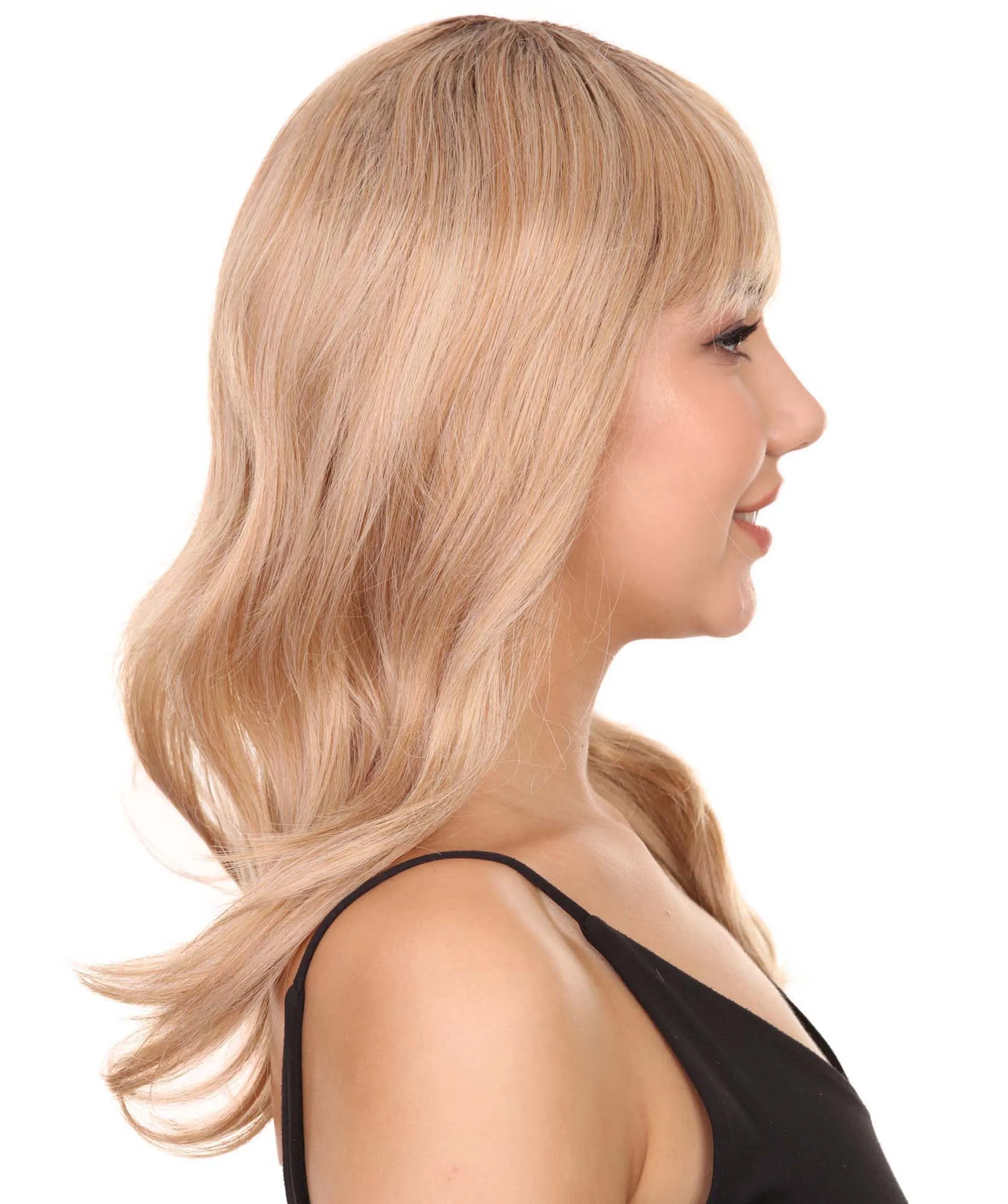 Adult Women's 19" Inch Long Length Wavy Side Back Lace Natural Blonde Hairline Icon Beauty Wig, 100% Heat Resistant Fibers, Perfect for your Everyday Wear and Styling to your Expectations! | Nunique