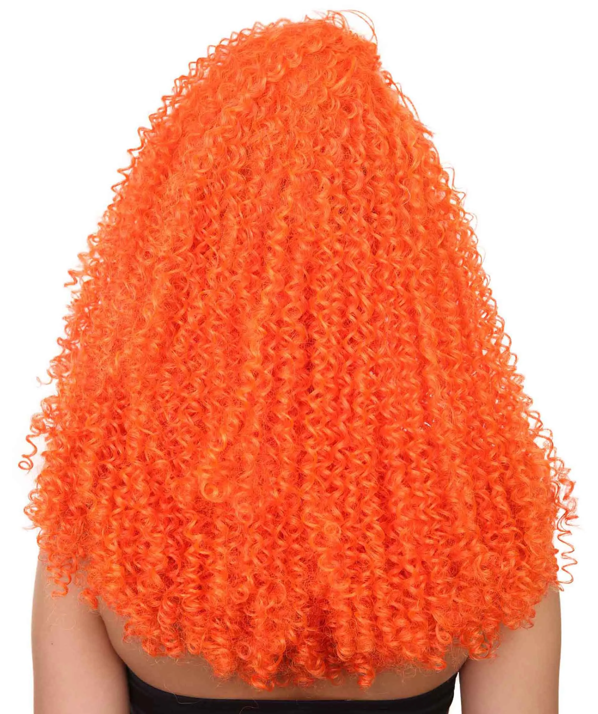 Adult Women's 22" Inch Long Length Curly Halloween Cosplay Queen of Drag Fierce Orange Costume Wig, Synthetic Soft Fiber Hair, Capless Cap Design for Comfort | HPO