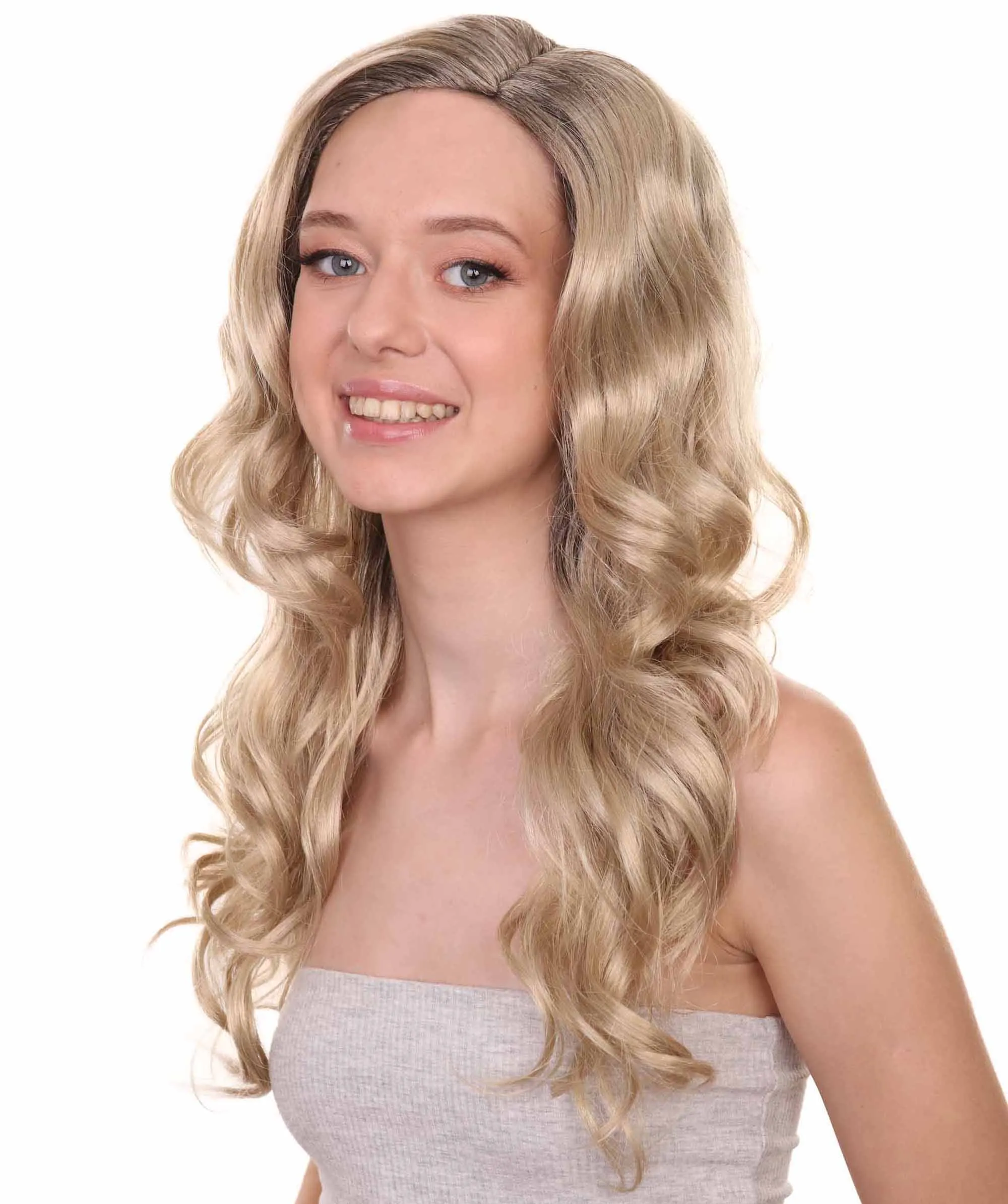 Adult Women's 23" Inch Long Length Wavy Halloween Cosplay Star Girl Super Hero Costume Wig, Synthetic Soft Fiber Hair, Capless Cap Design for Comfort and Fit! | HPO
