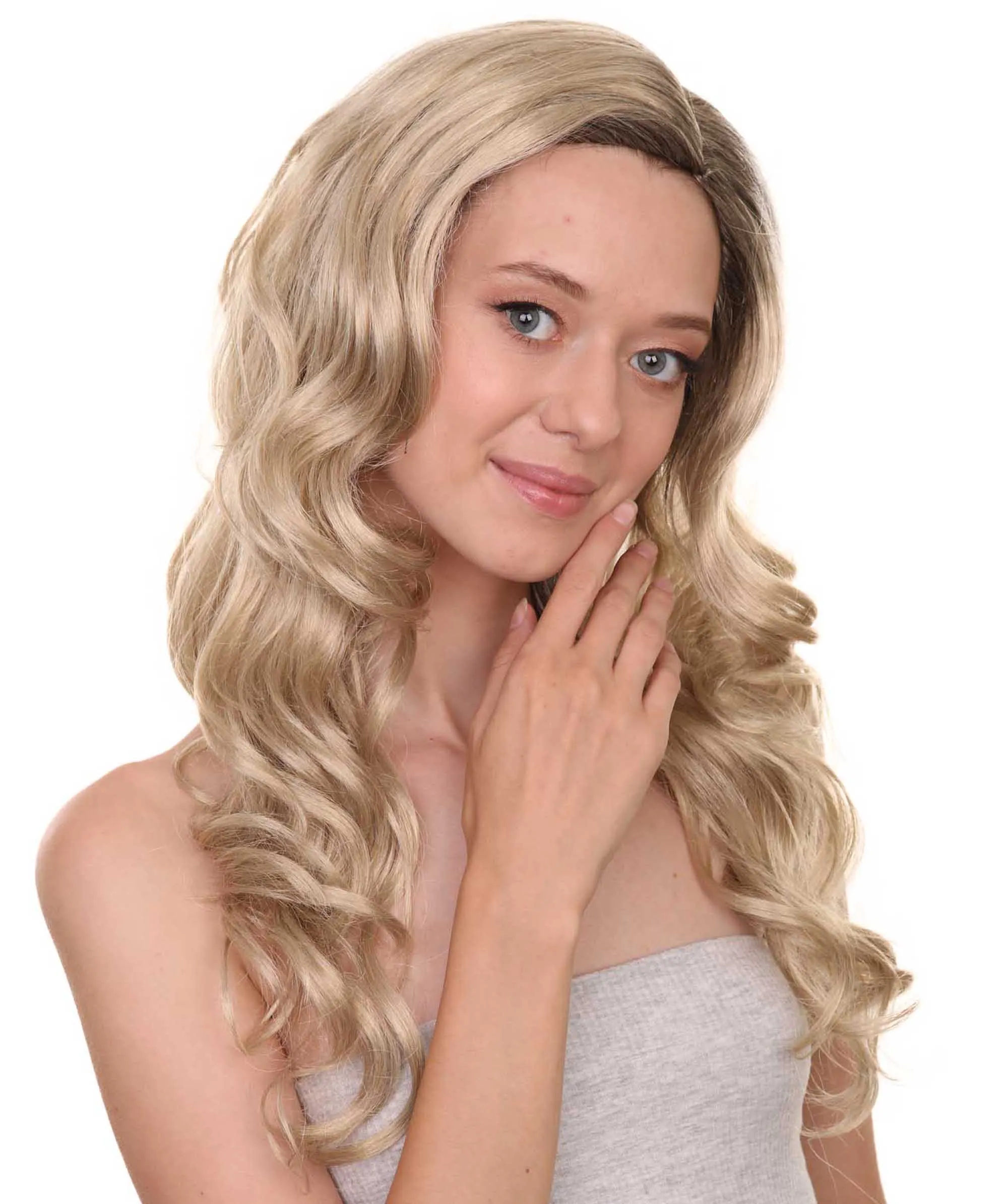 Adult Women's 23" Inch Long Length Wavy Halloween Cosplay Star Girl Super Hero Costume Wig, Synthetic Soft Fiber Hair, Capless Cap Design for Comfort and Fit! | HPO
