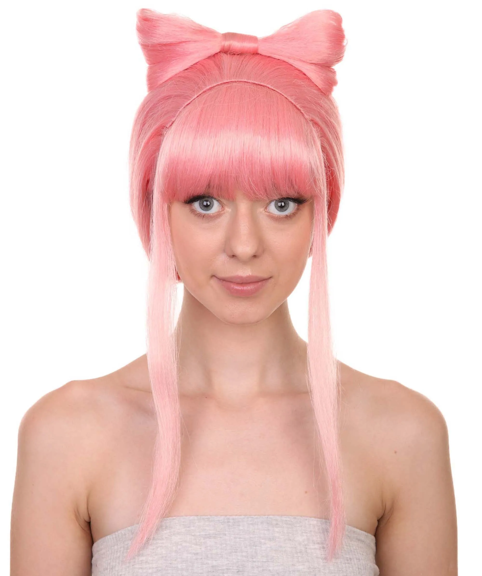 Adult Women's 24" Inch Long Length Halloween Ponytail Bow Rapper Costume Wig, Synthetic Soft Fiber Hair, Capless Cap Ventilation Design for Easy Comfort | HPO