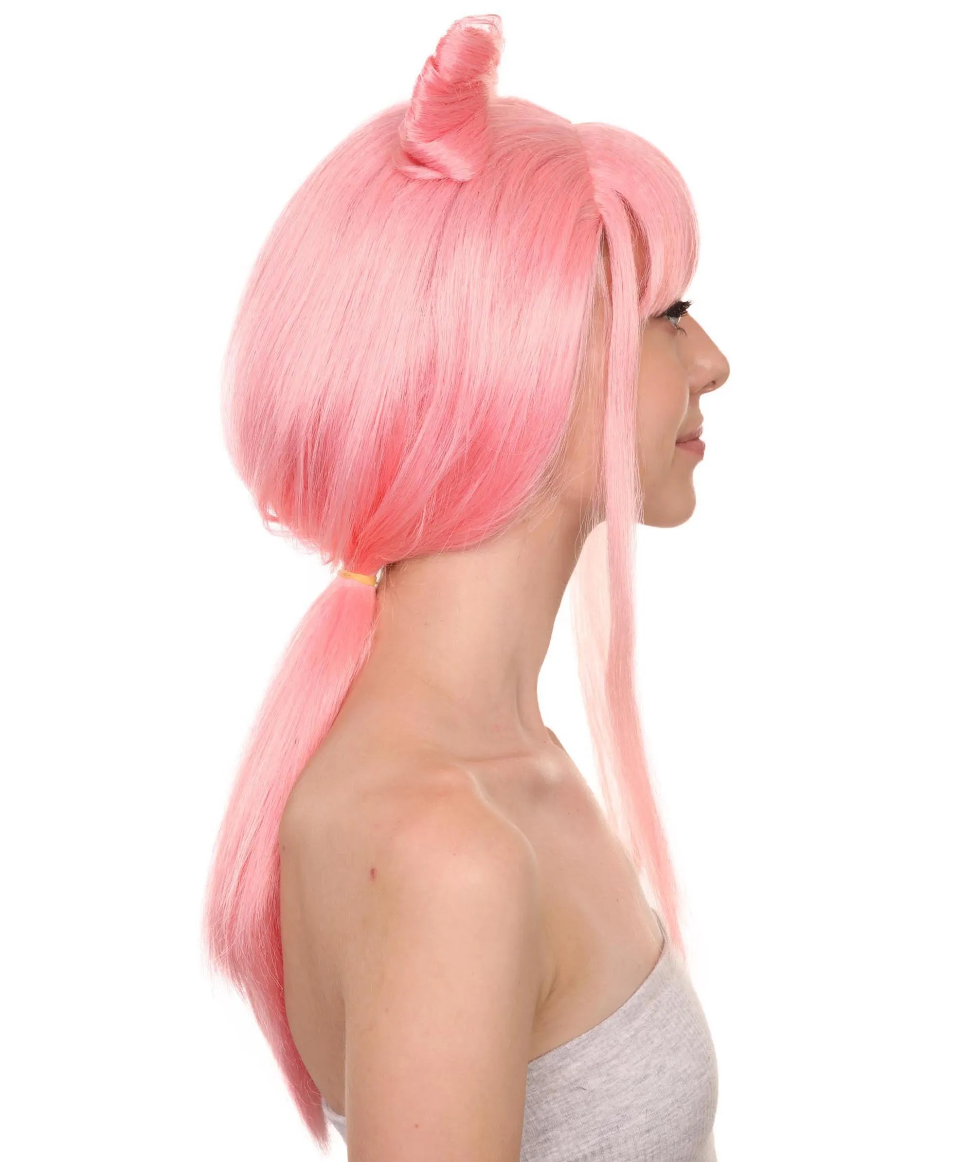 Adult Women's 24" Inch Long Length Halloween Ponytail Bow Rapper Costume Wig, Synthetic Soft Fiber Hair, Capless Cap Ventilation Design for Easy Comfort | HPO