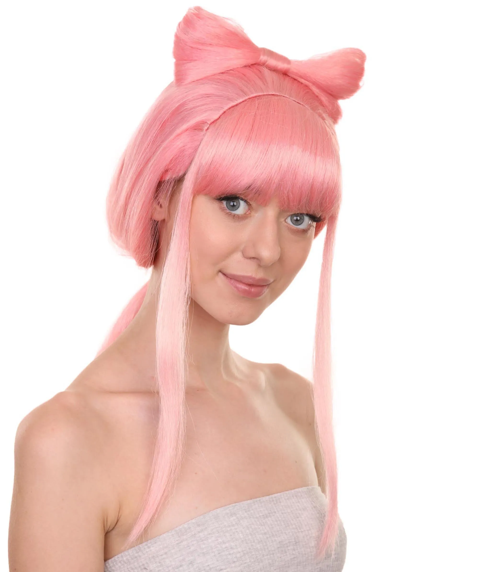 Adult Women's 24" Inch Long Length Halloween Ponytail Bow Rapper Costume Wig, Synthetic Soft Fiber Hair, Capless Cap Ventilation Design for Easy Comfort | HPO