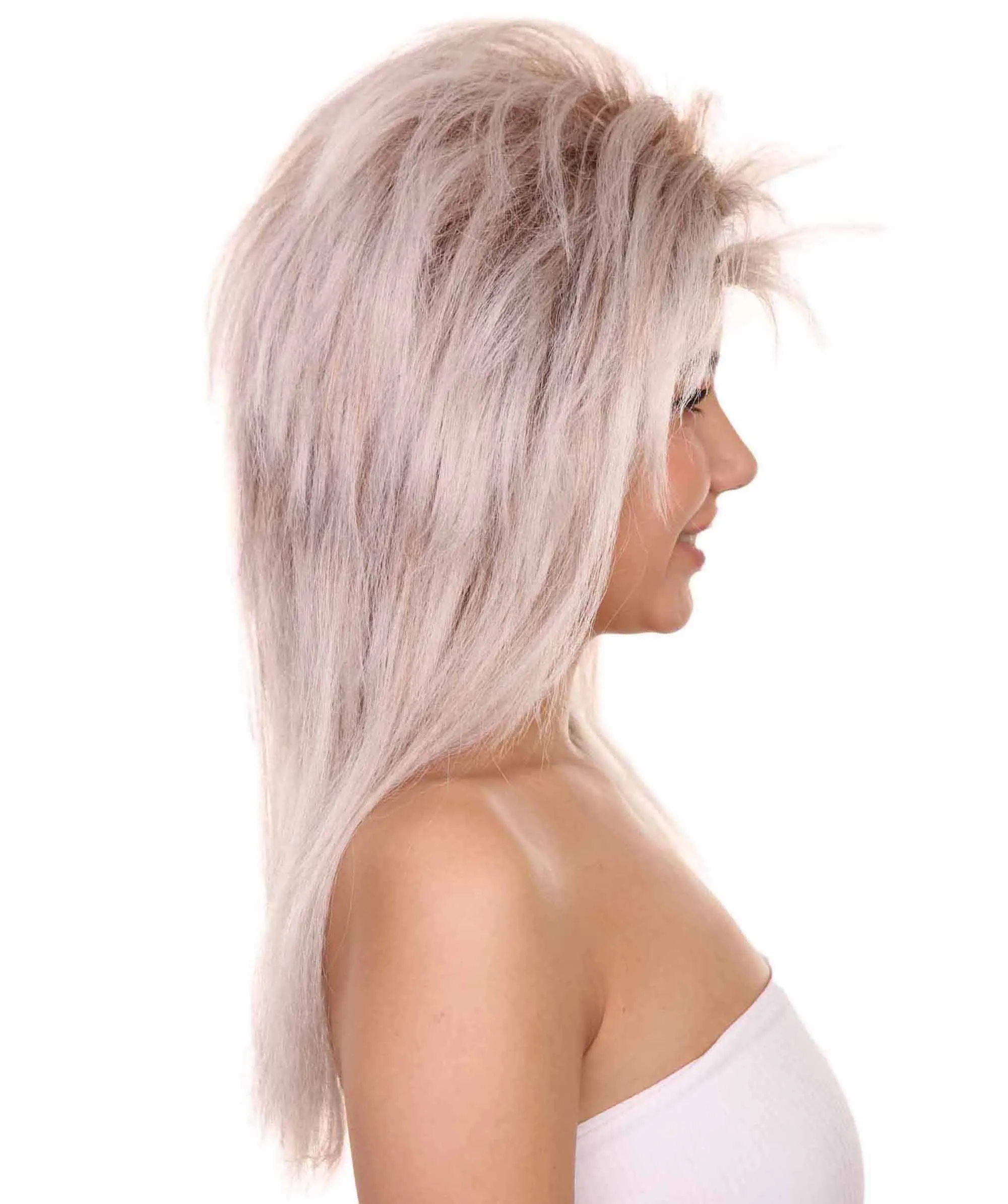 Adult Women's 25" Inch Long Length Halloween Party Cosplay Glam of 80's Rock n Roll Spiked 80s Rocker Costume Wig, Synthetic Soft Fiber Hair | HPO