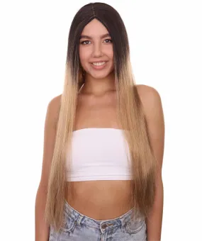 Adult Women's 32" Inch Extra Long Length Halloween Movie Girl Ombre Costume Wig, Synthetic Soft Fiber Hair, Capless Cap Design for Breathability and Comfort! , HPO