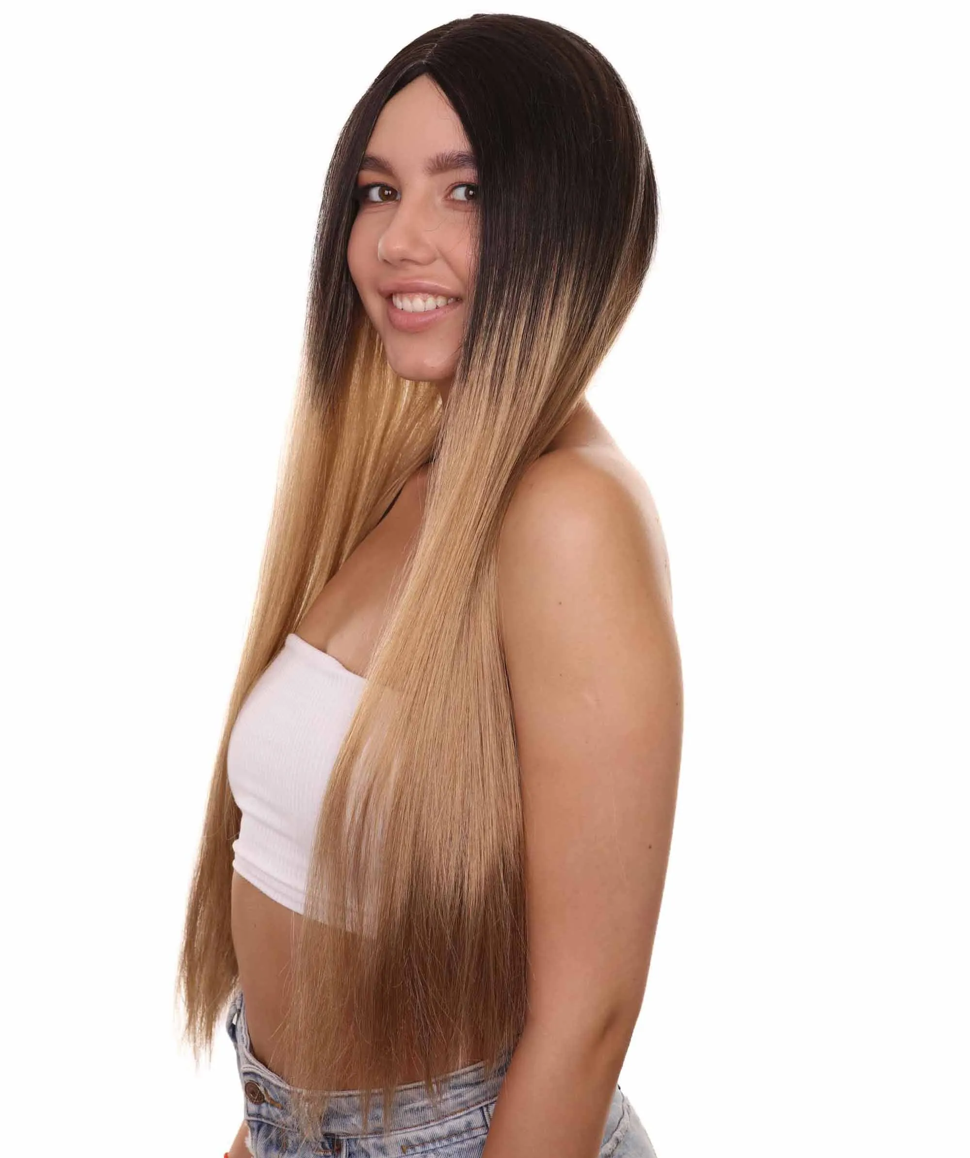 Adult Women's 32" Inch Extra Long Length Halloween Movie Girl Ombre Costume Wig, Synthetic Soft Fiber Hair, Capless Cap Design for Breathability and Comfort! , HPO