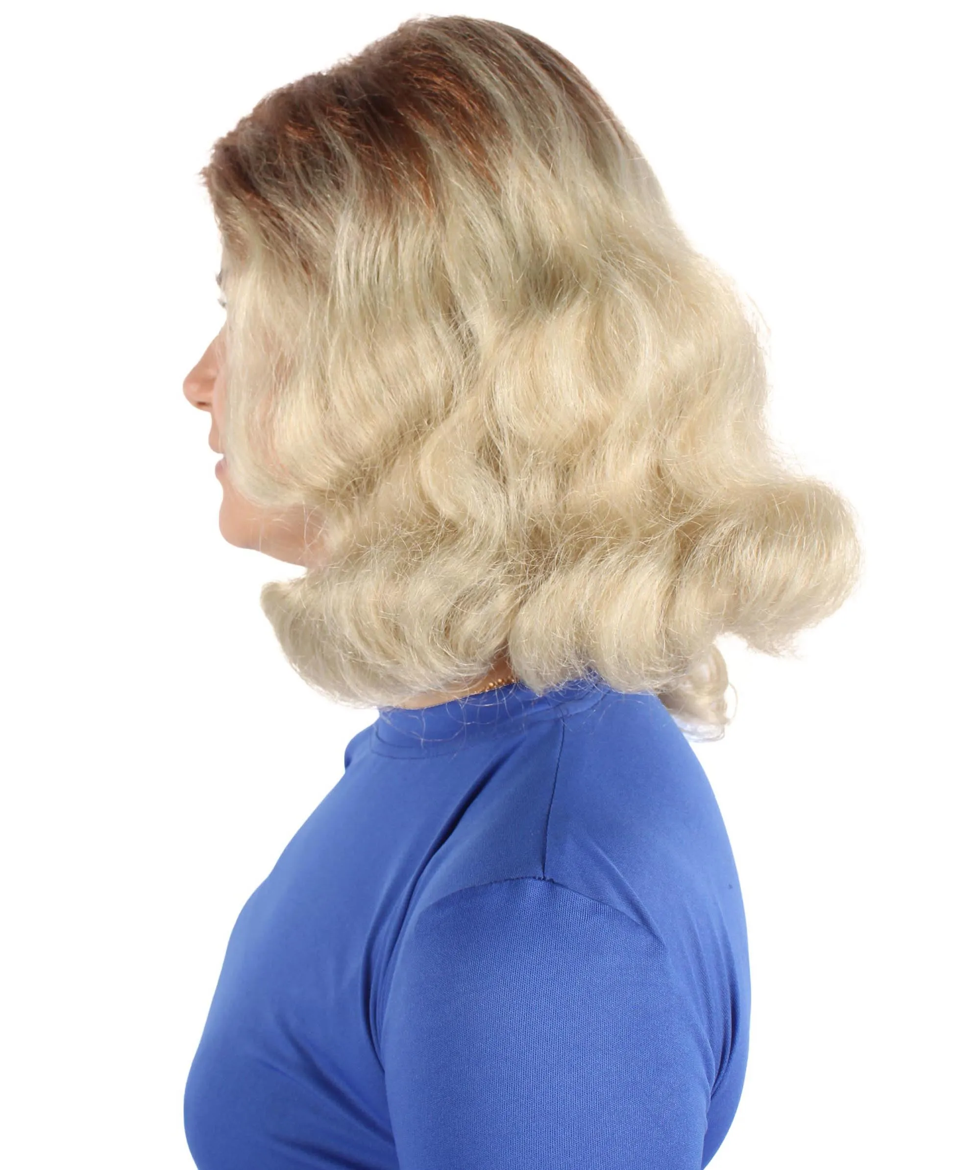 Adult Women’s Australian Actress Classic Movie Remake Side-parted Retro Blonde Wig I Flame-retardant 100% Synthetic Fiber Cosplay Wig