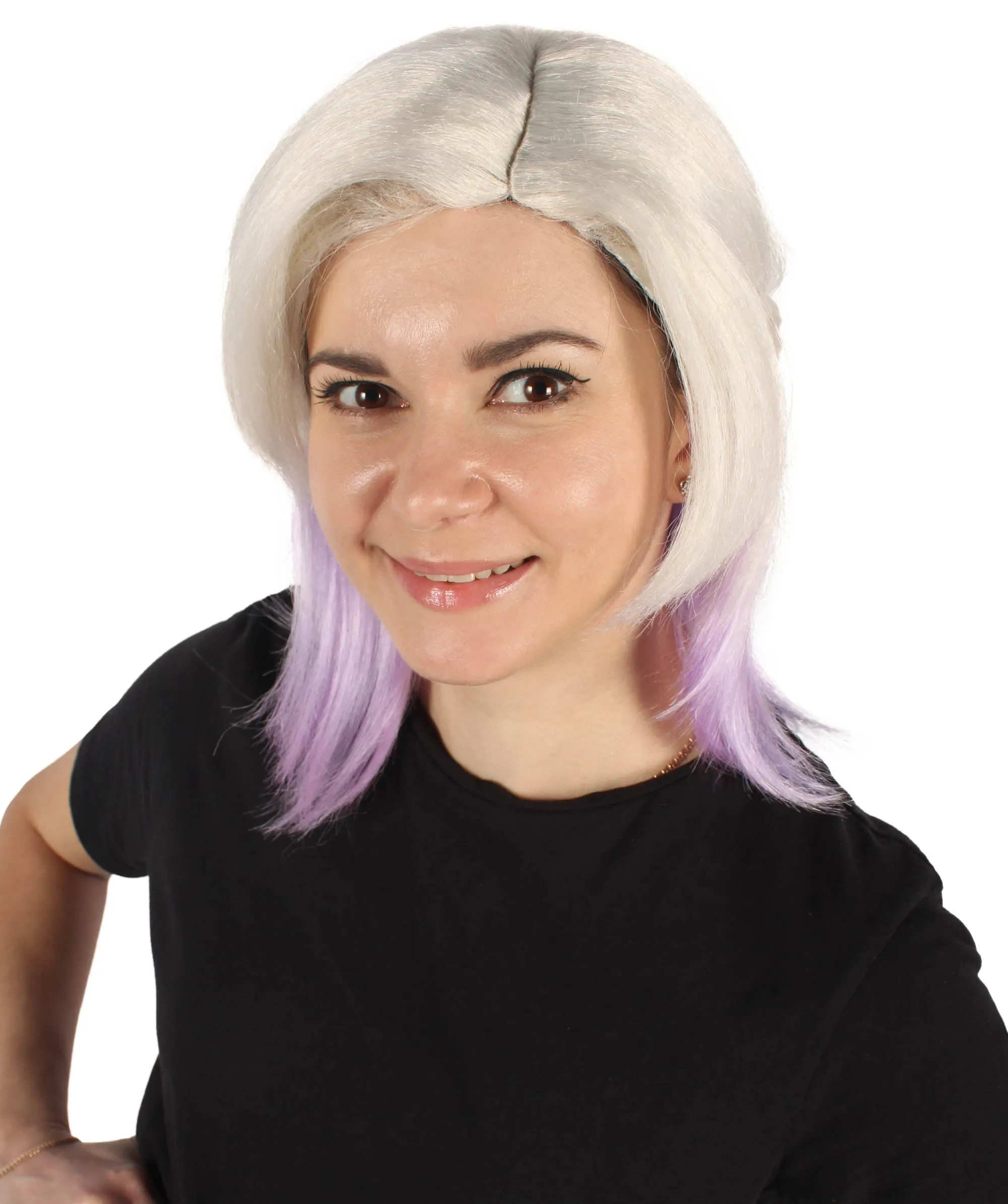 Adult Women's Blonde Purple Anime Wig | Perfect for Halloween | Flame-retardant Synthetic Fiber