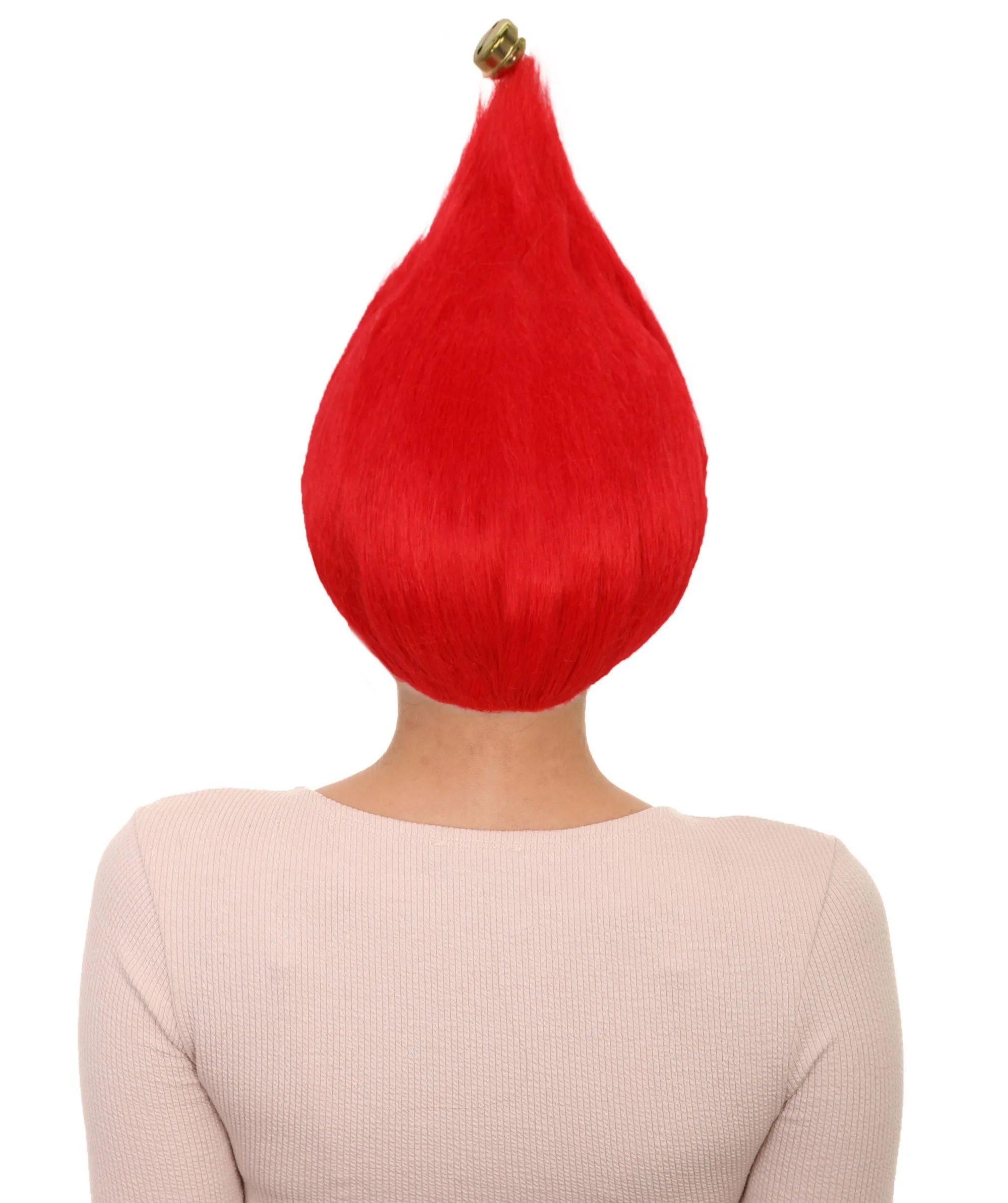 Adult Women’s Bright Red Santa's Sidekick Wig with Bell | Christmas Wigs | Premium Breathable Capless Cap