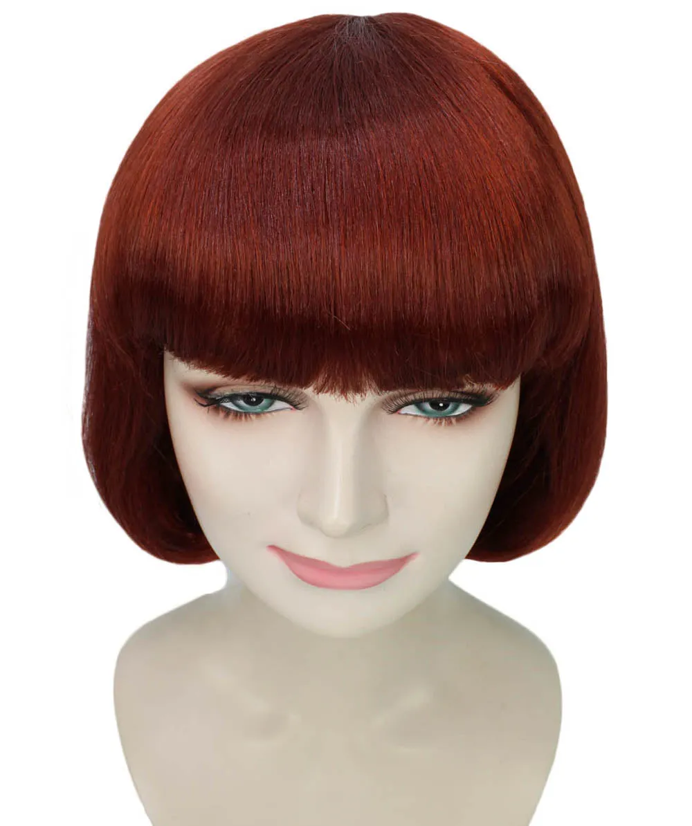 Adult Women's Brown Short Bob Wig | Perfect For Halloween | Flame-Retardant Synthetic Fiber | Standard Cap