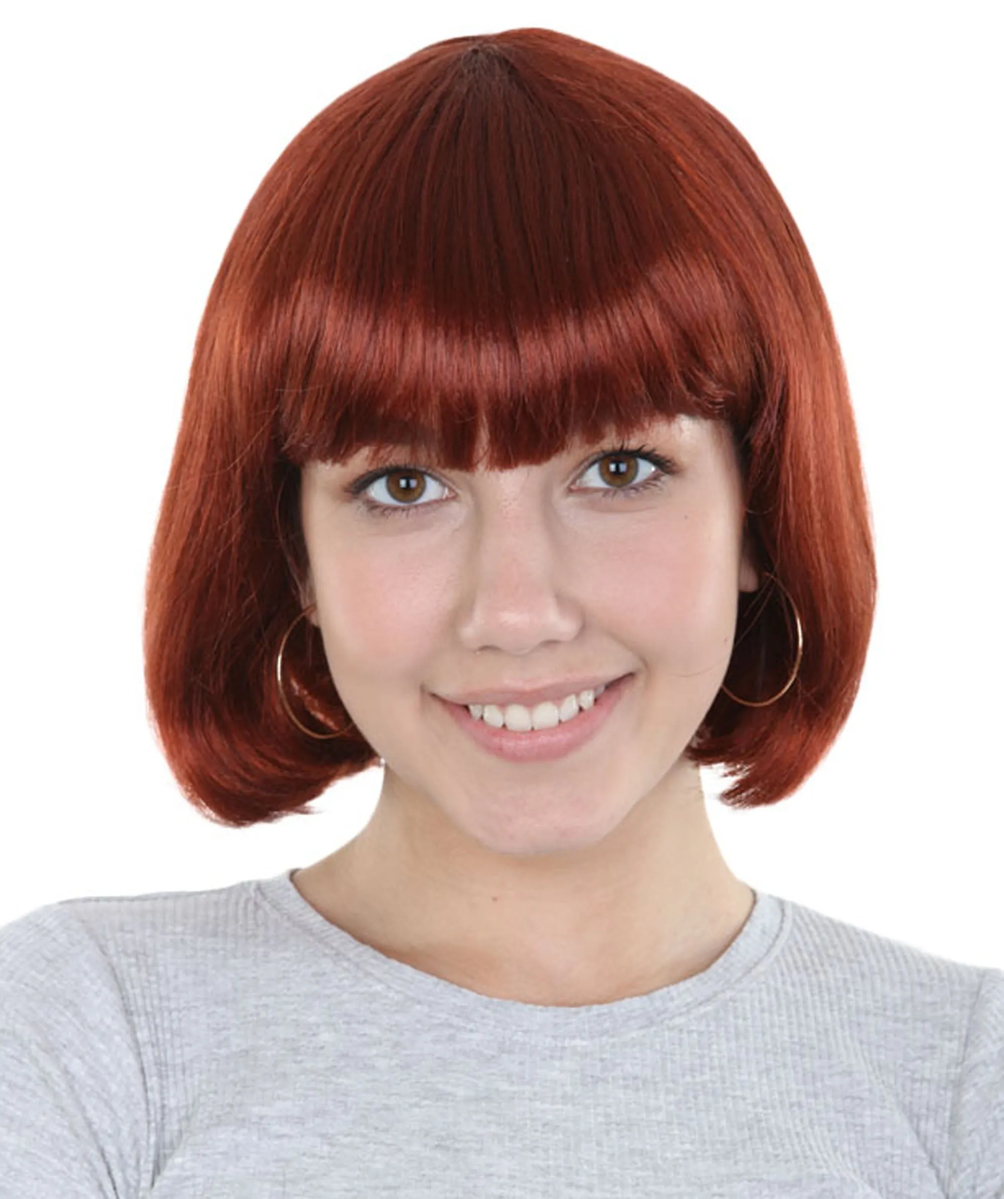 Adult Women's Brown Short Bob Wig | Perfect For Halloween | Flame-Retardant Synthetic Fiber | Standard Cap