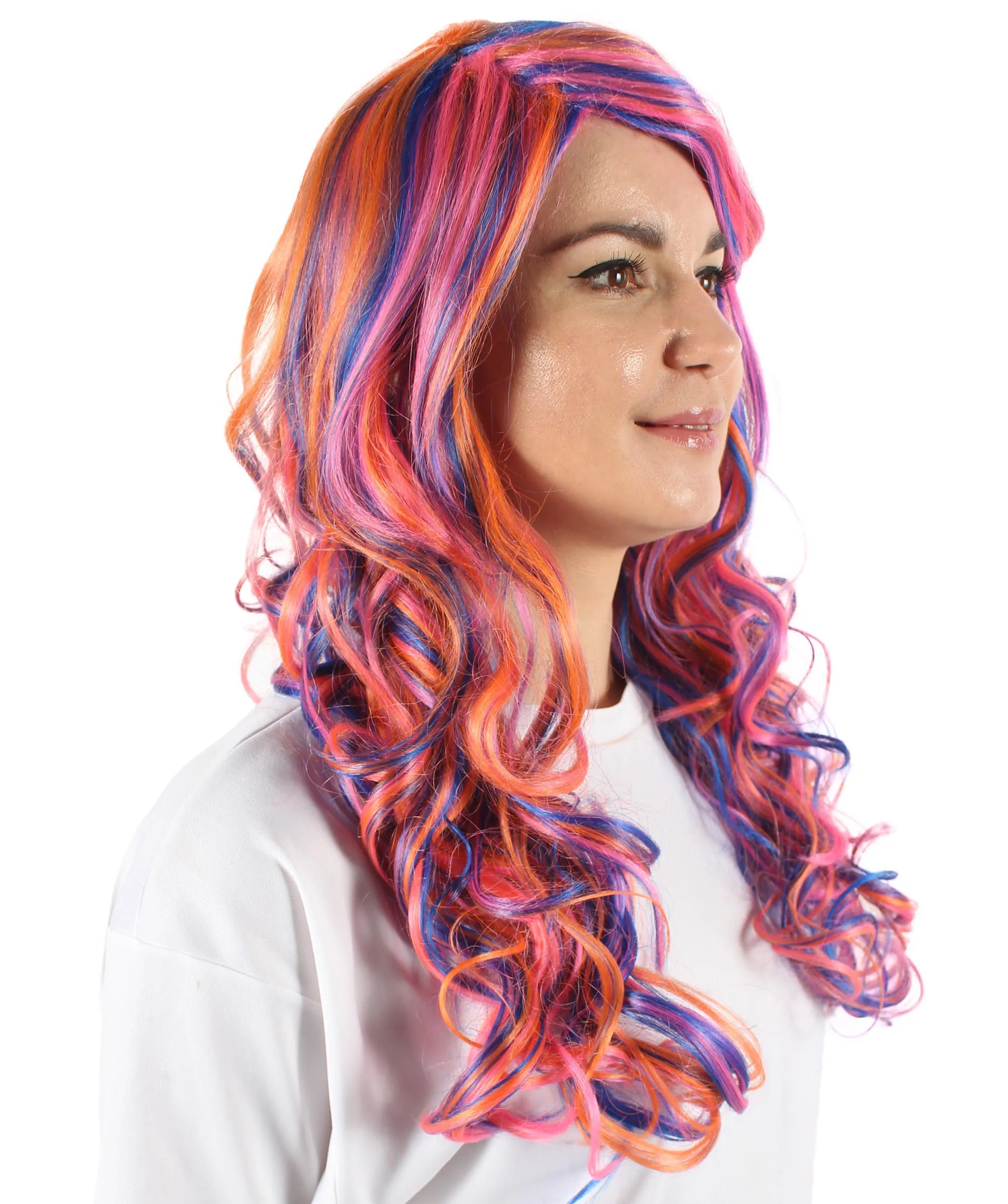 Adult Women's Carnival Mardi Gras Wavy Style Wig | Cosplay Halloween Wig | Multiple Colors Option | Premium Breathable Capless Cap