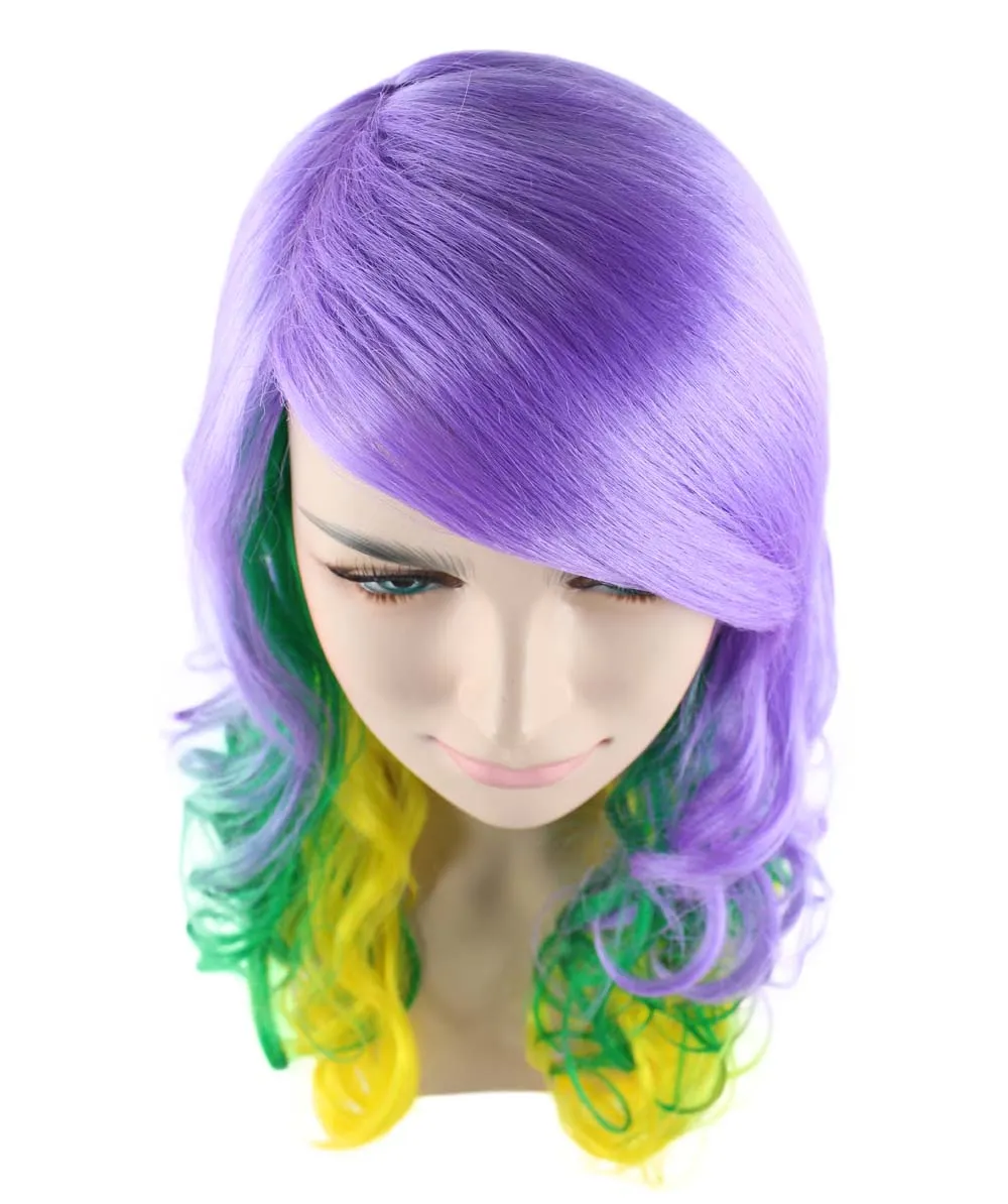 Adult Women's Carnival Mardi Gras Wavy Style Wig | Cosplay Halloween Wig | Multiple Colors Option | Premium Breathable Capless Cap