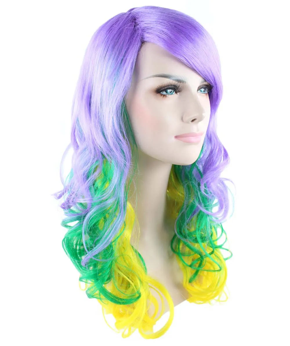 Adult Women's Carnival Mardi Gras Wavy Style Wig | Cosplay Halloween Wig | Multiple Colors Option | Premium Breathable Capless Cap