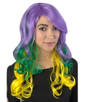 Adult Women's Carnival Mardi Gras Wavy Style Wig | Cosplay Halloween Wig | Multiple Colors Option | Premium Breathable Capless Cap