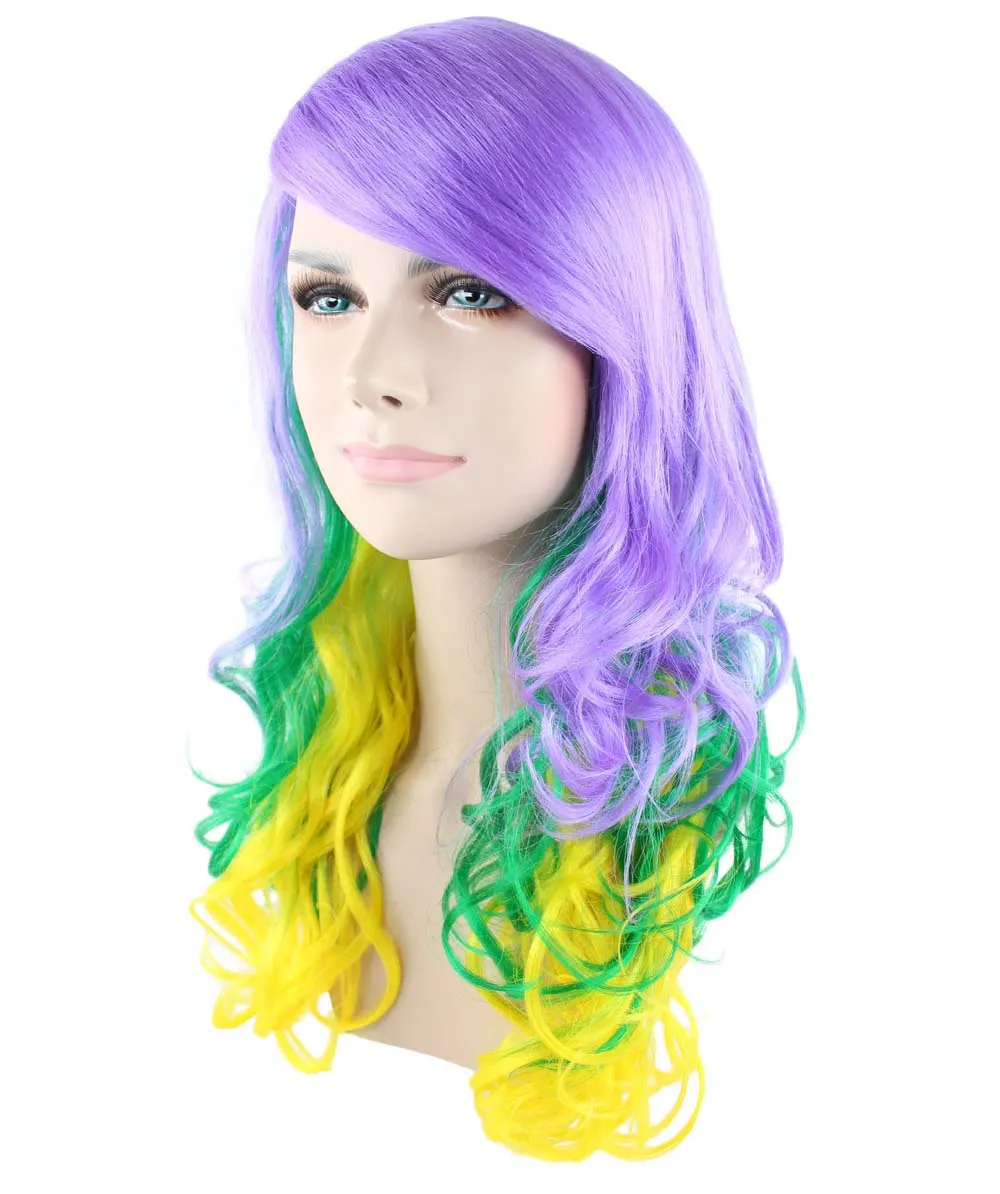 Adult Women's Carnival Mardi Gras Wavy Style Wig | Cosplay Halloween Wig | Multiple Colors Option | Premium Breathable Capless Cap