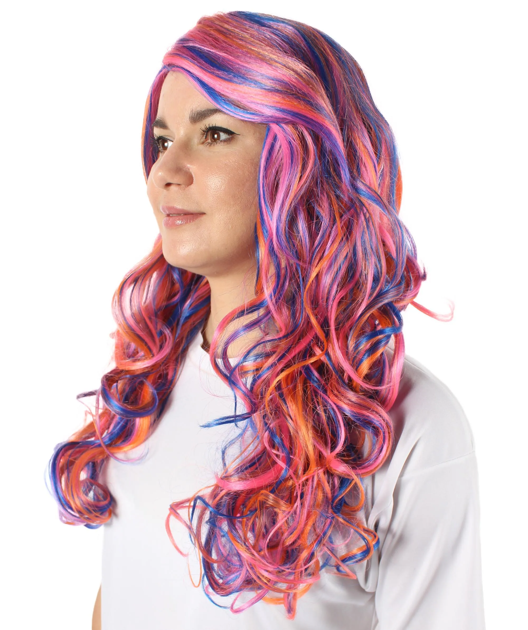 Adult Women's Carnival Mardi Gras Wavy Style Wig | Cosplay Halloween Wig | Multiple Colors Option | Premium Breathable Capless Cap