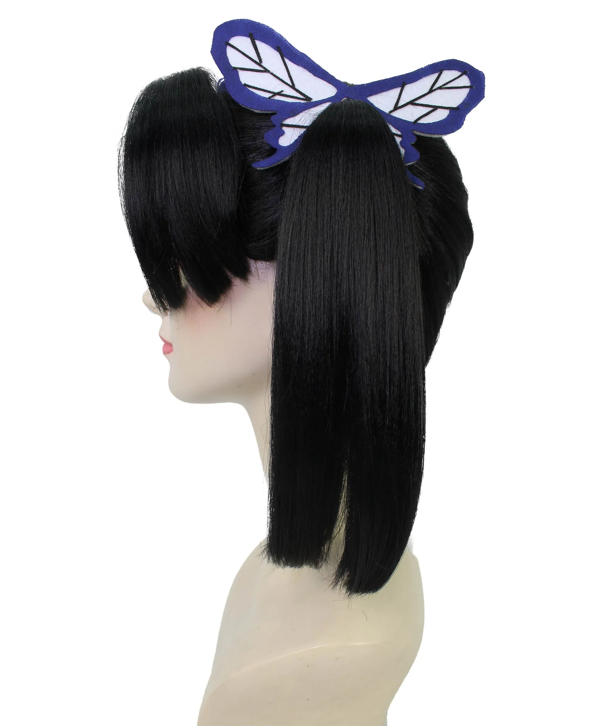 Adult Women’s Demon Black Twin-Tails Wig With Parted Fringes | Perfect  for Halloween | Flame-retardant Synthetic Fiber