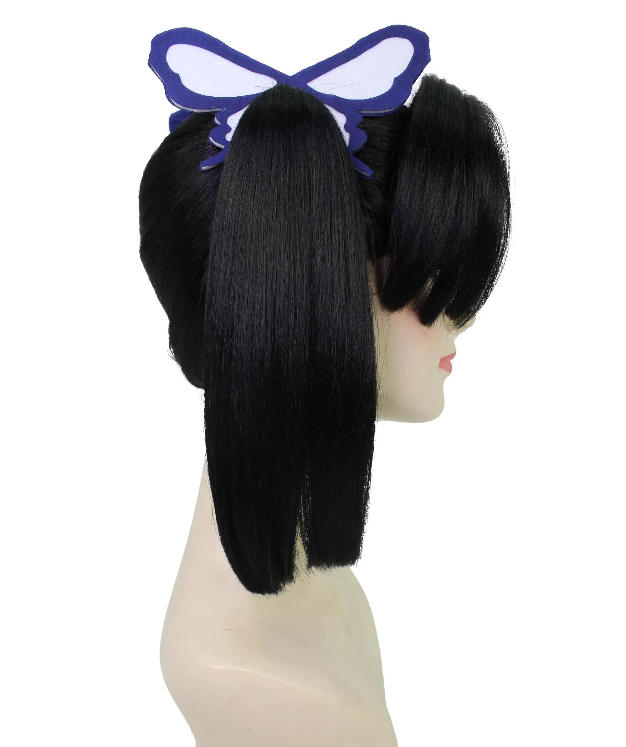 Adult Women’s Demon Black Twin-Tails Wig With Parted Fringes | Perfect  for Halloween | Flame-retardant Synthetic Fiber