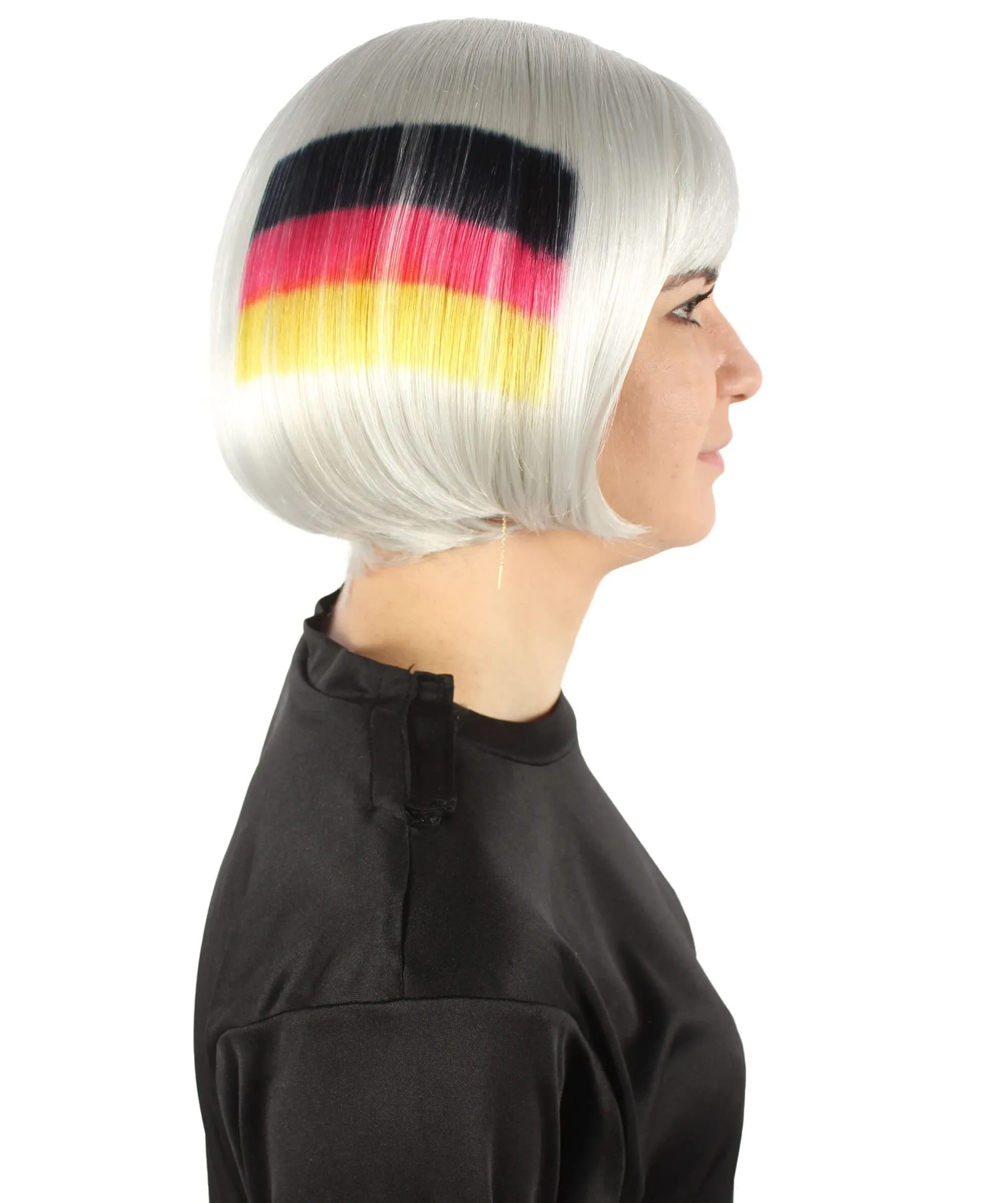 Adult Women’s Flag-themed Short Bob Wig with Bangs for Sporting Events, Multiple Countries Option, Flame-retardant Synthetic Fiber Wig

 | HPO