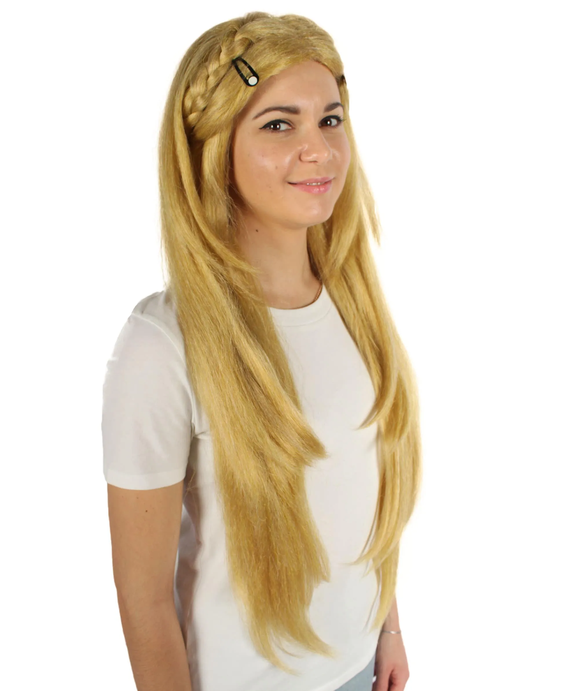 Adult Women's Japanese Video Game Princess Straight Blonde Wig, Best for Halloween, Flame-retardant Synthetic Materials