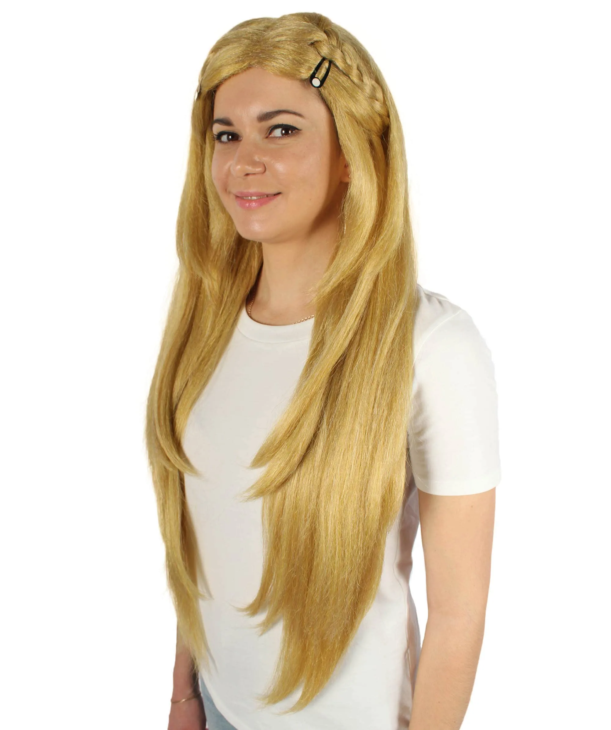 Adult Women's Japanese Video Game Princess Straight Blonde Wig, Best for Halloween, Flame-retardant Synthetic Materials