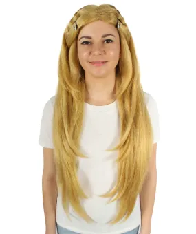 Adult Women's Japanese Video Game Princess Straight Blonde Wig, Best for Halloween, Flame-retardant Synthetic Materials