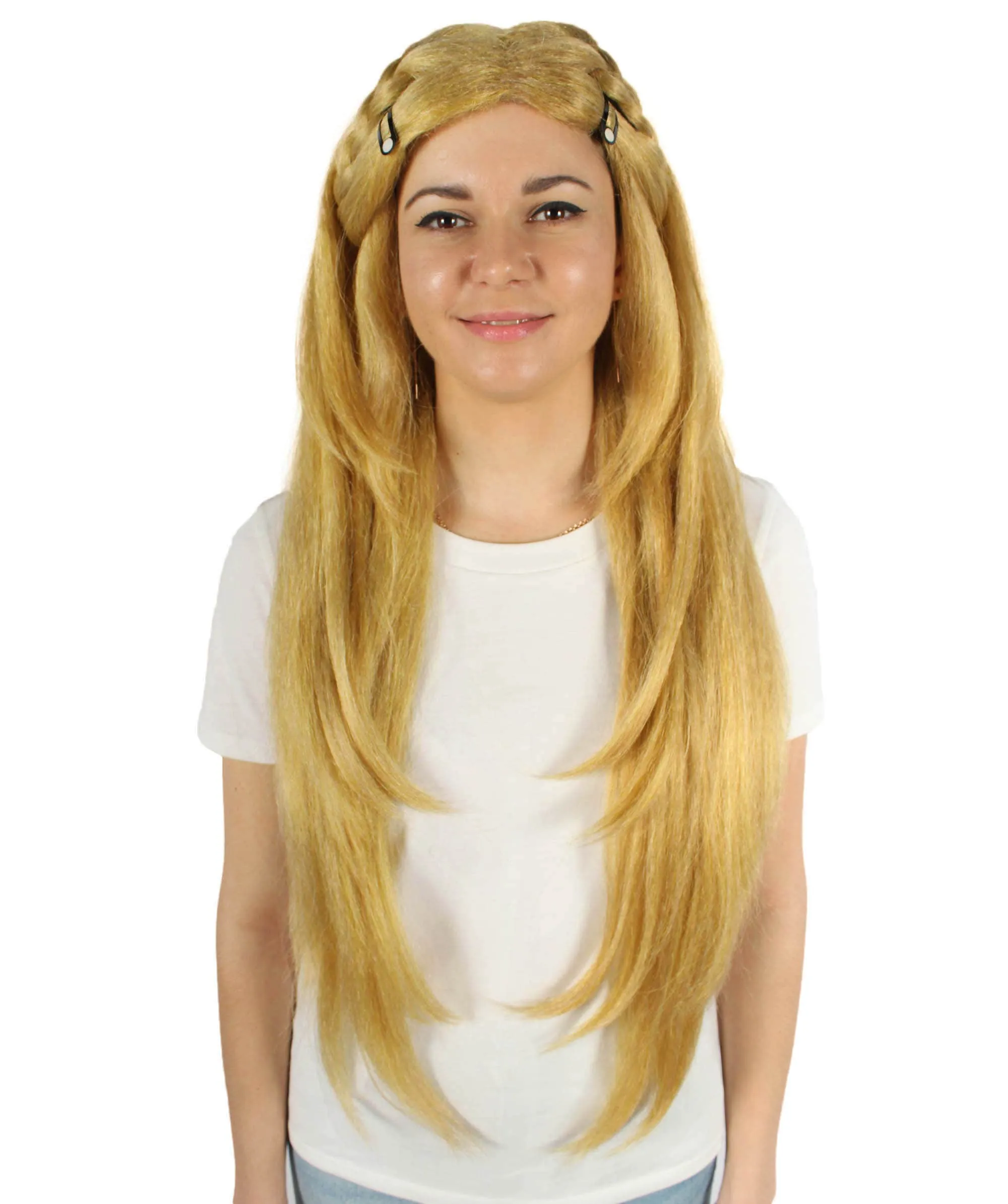 Adult Women's Japanese Video Game Princess Straight Blonde Wig, Best for Halloween, Flame-retardant Synthetic Materials