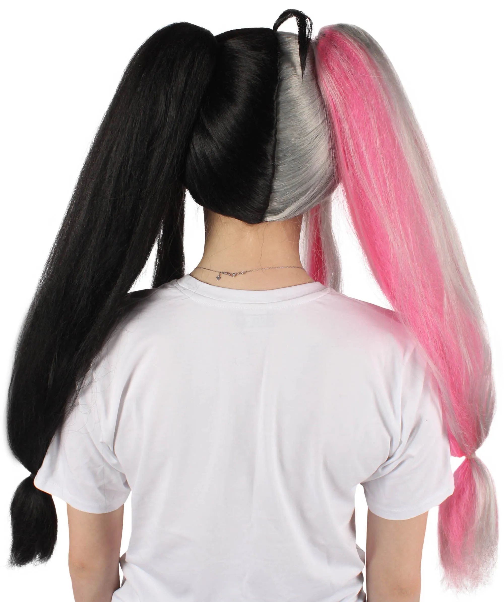 Adult Women's Japanese VTuber Black and Pink Double Tail Wig | Perfect for Halloween | Flame retardant Synthetic Fiber