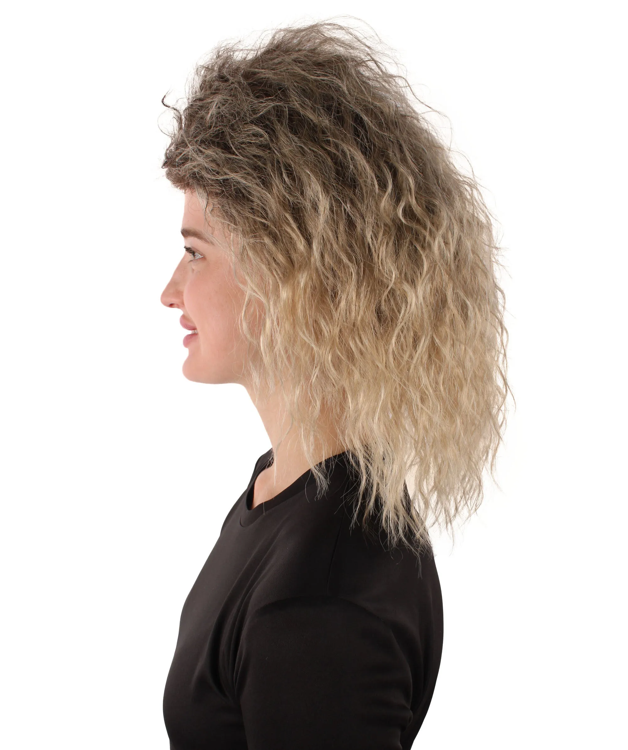 Adult Women’s Legendary Popstar Blonde Curly Pop Queen Wig | Breathable Capless Cap | Flame-retardant Synthetic Fiber