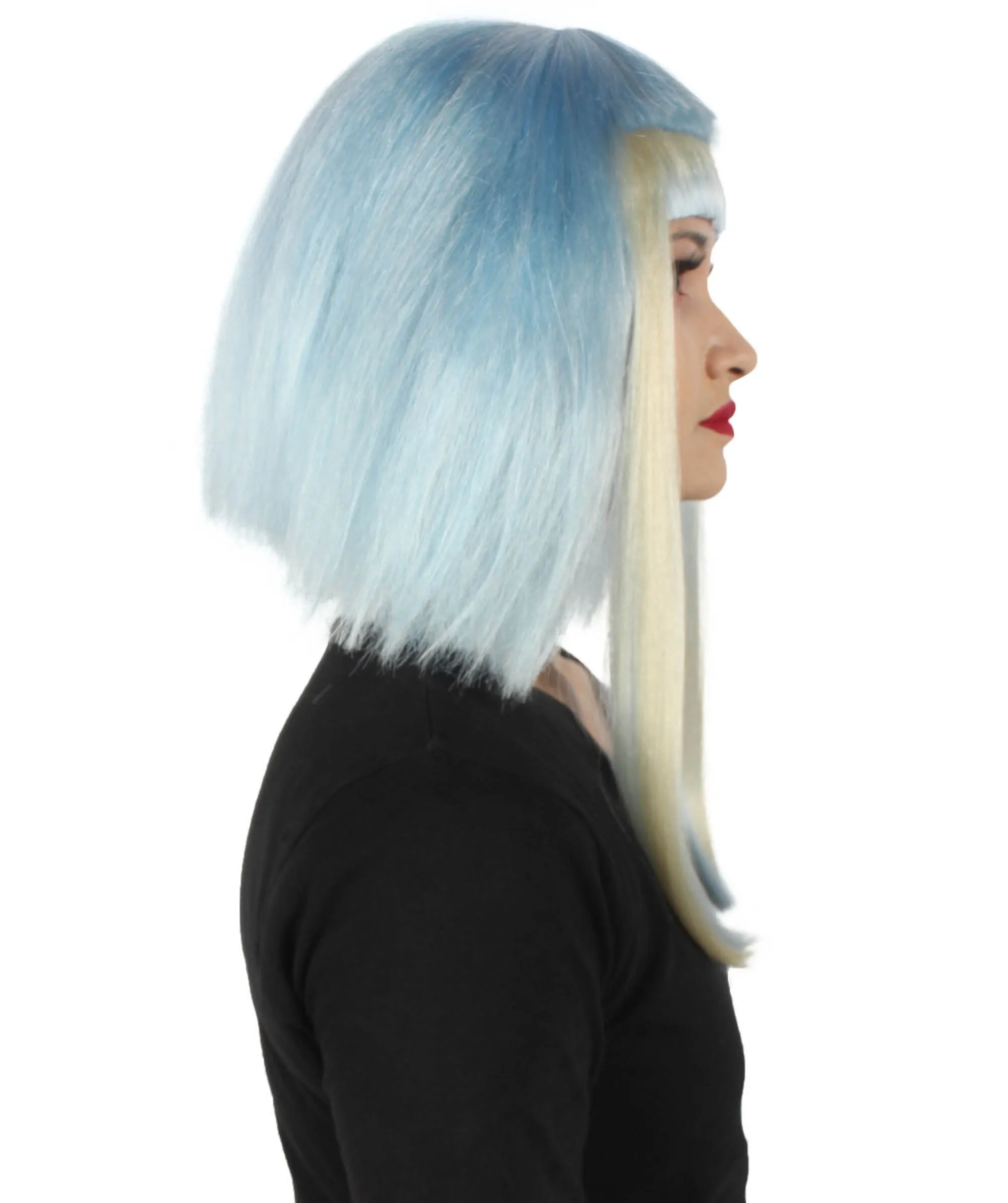 Adult Women’s Light Blue Bob-styled Highlighter Haired Portraits Wig, Non-flammable Synthetic Fiber Wig

 | HPO