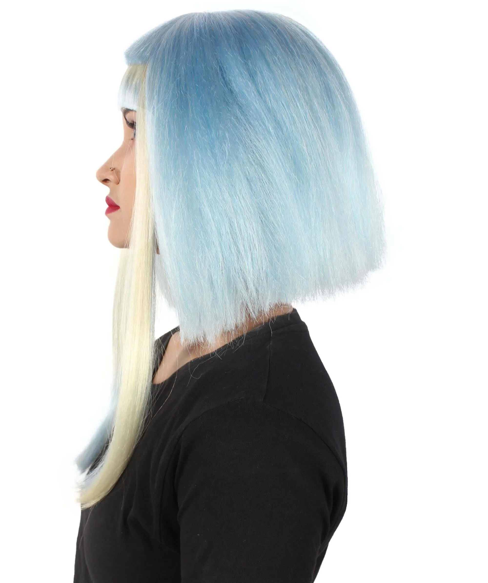 Adult Women’s Light Blue Bob-styled Highlighter Haired Portraits Wig, Non-flammable Synthetic Fiber Wig

 | HPO