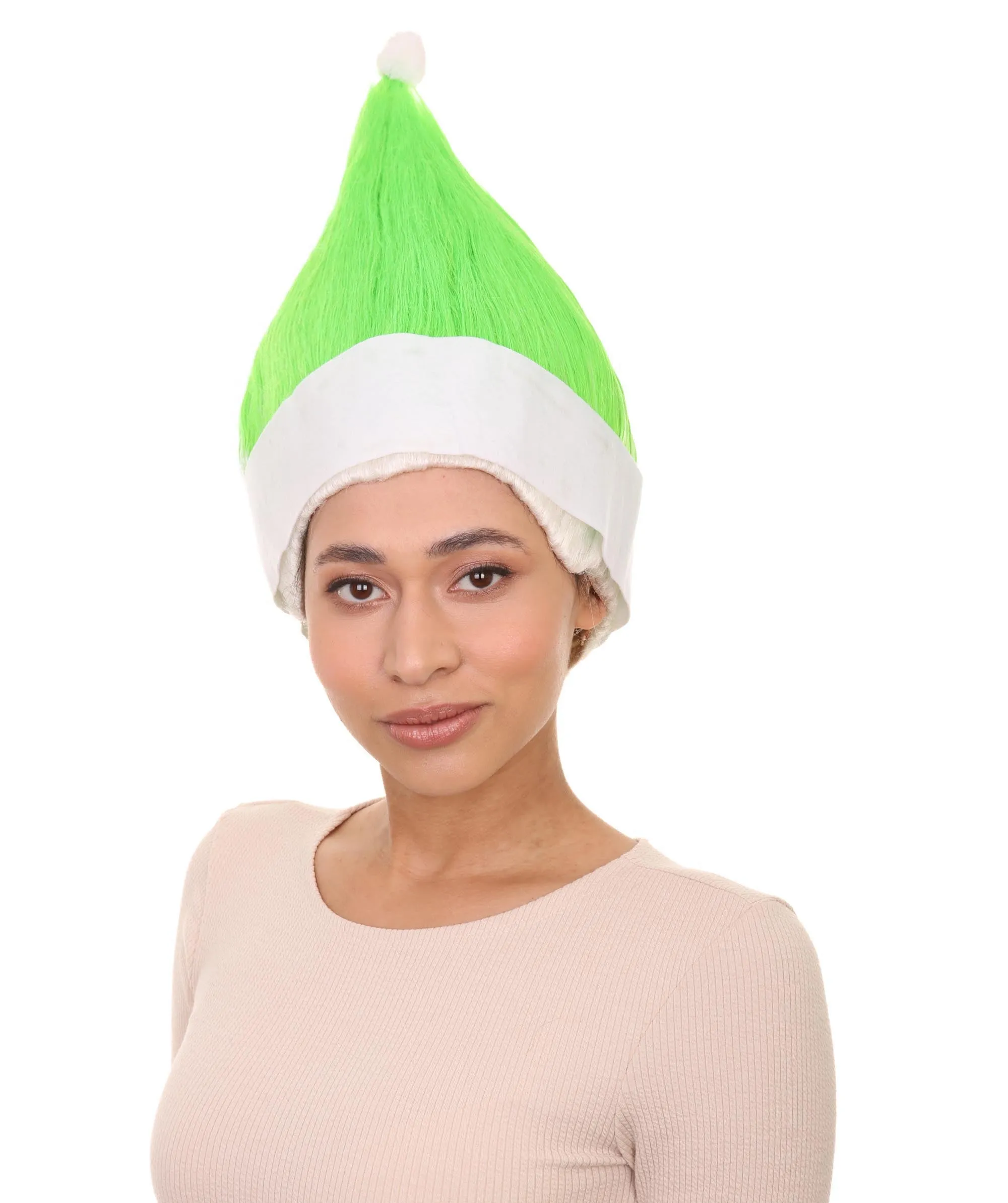 Adult Women’s Lime Green Santa's Sidekick Wig | Christmas Troll Wigs | Premium Breathable Capless Cap