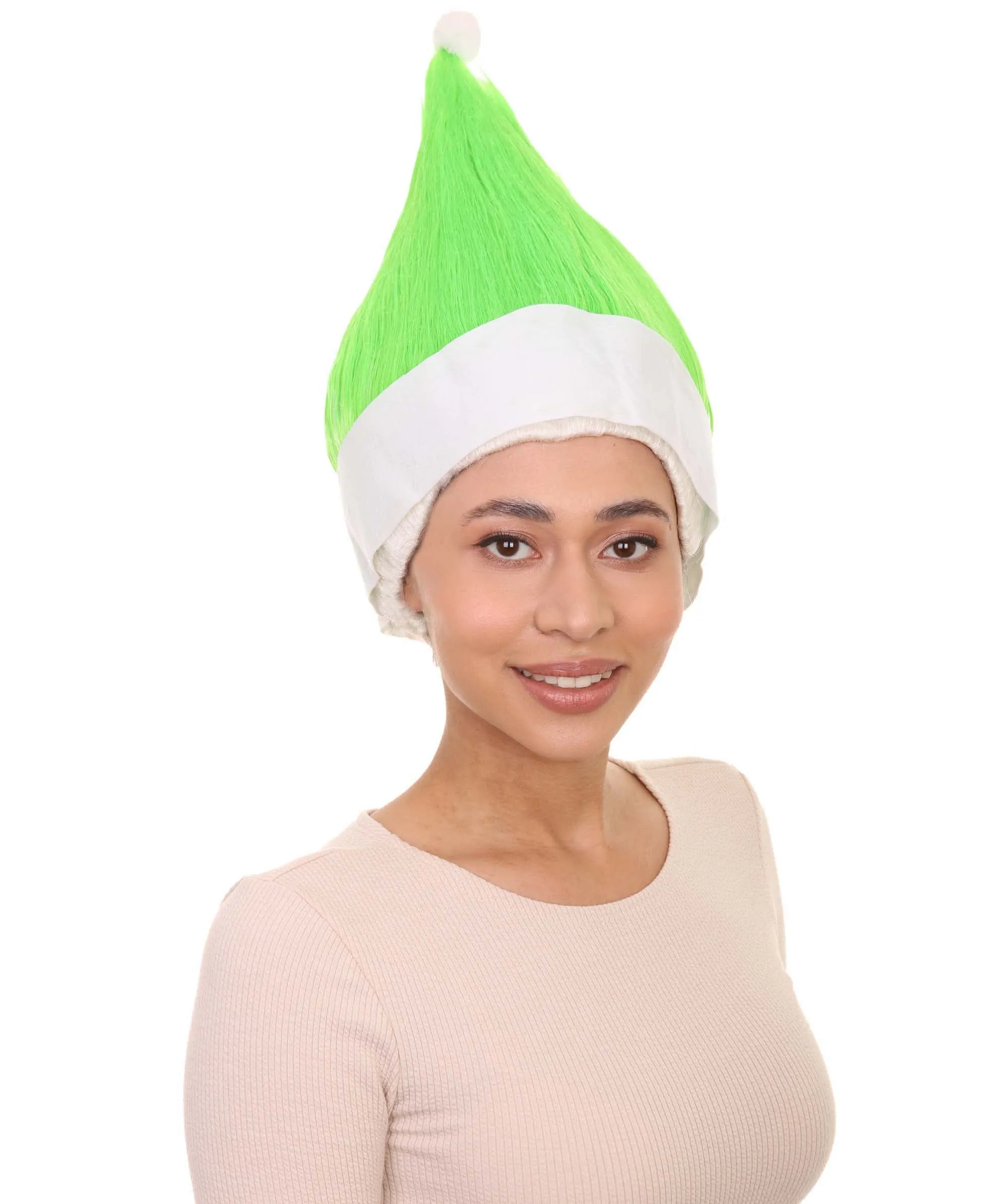 Adult Women’s Lime Green Santa's Sidekick Wig | Christmas Troll Wigs | Premium Breathable Capless Cap