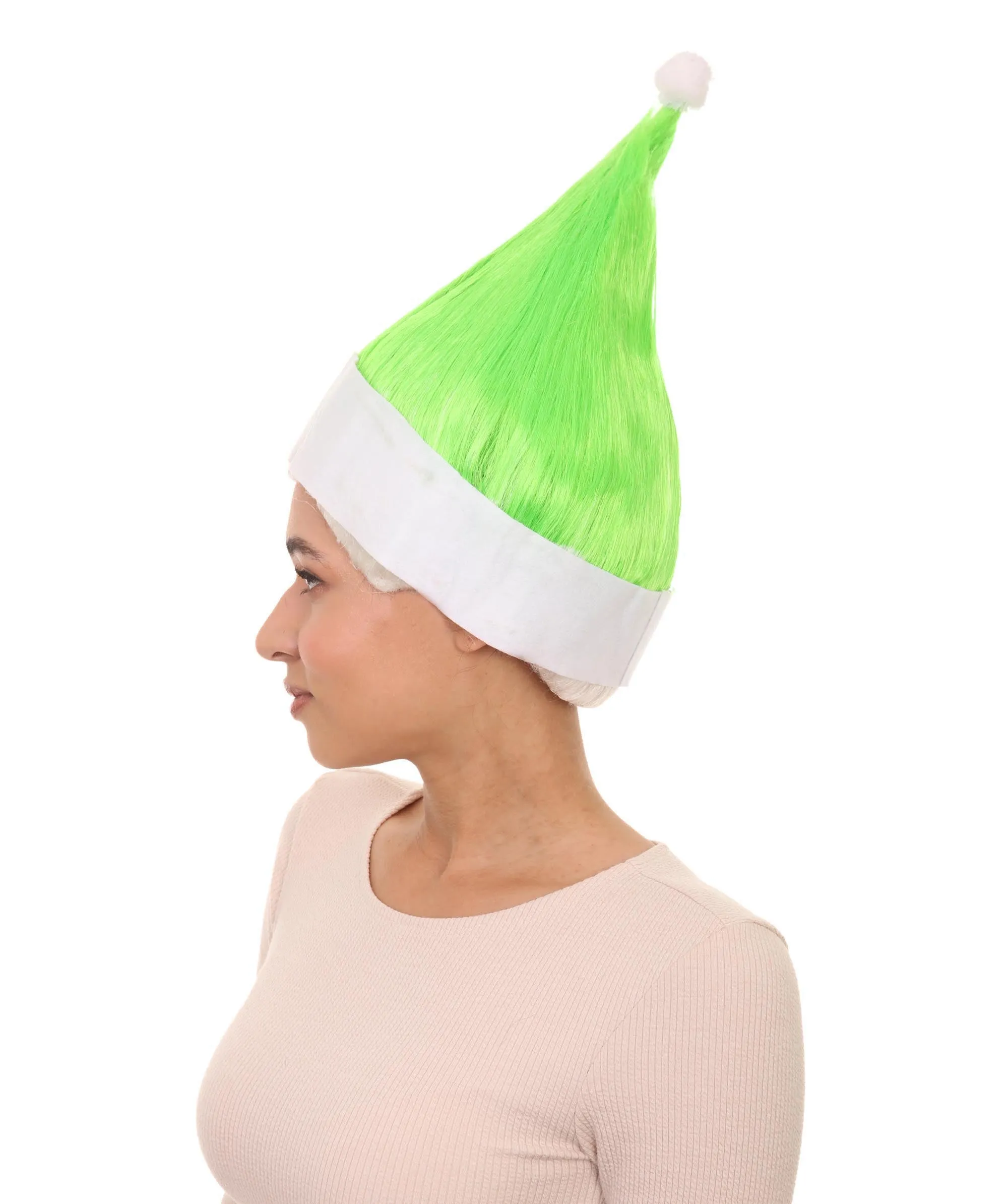 Adult Women’s Lime Green Santa's Sidekick Wig | Christmas Troll Wigs | Premium Breathable Capless Cap