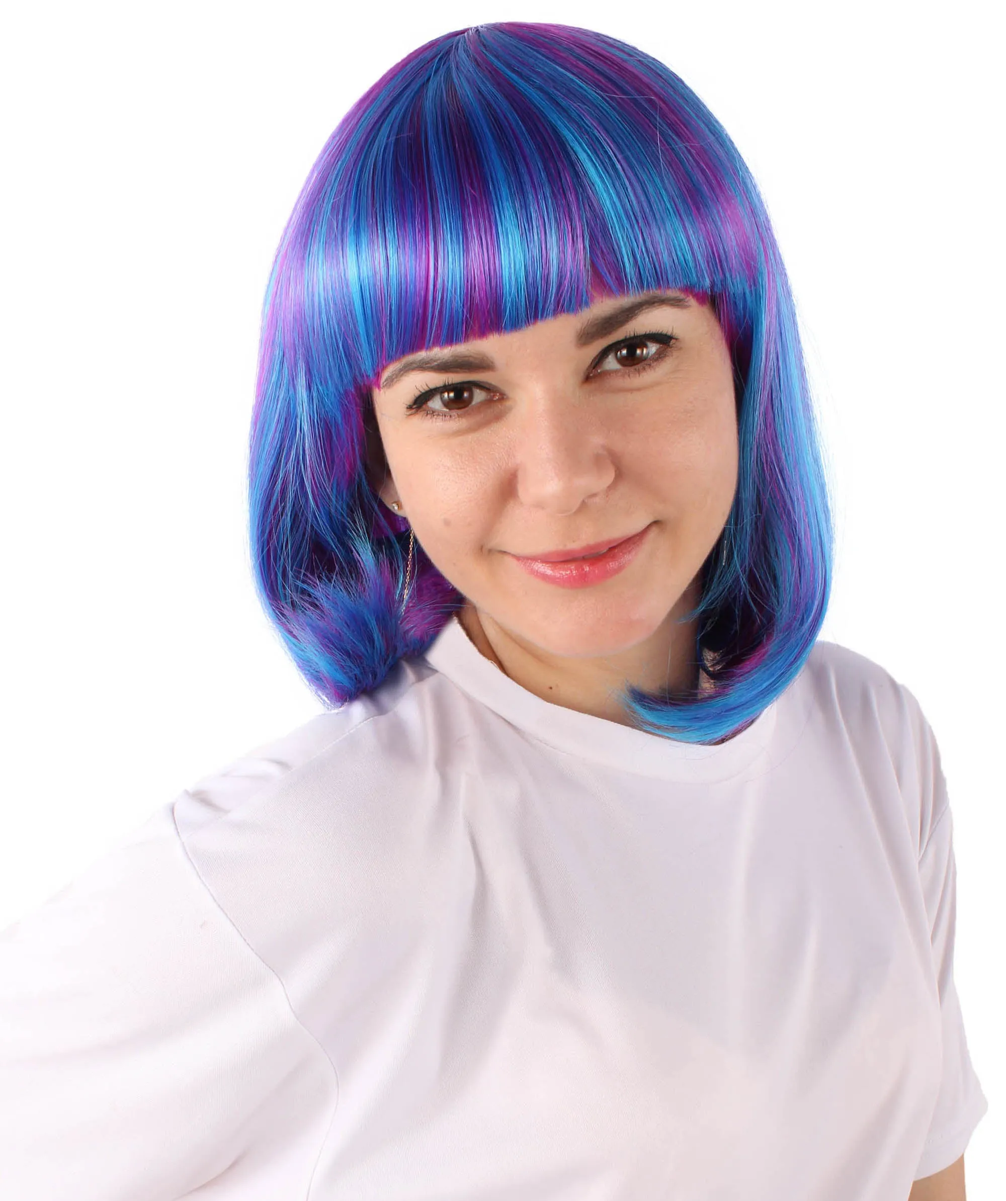 Adult Women's Multi Color Straight Shoulder Length Trendy Bob Wig