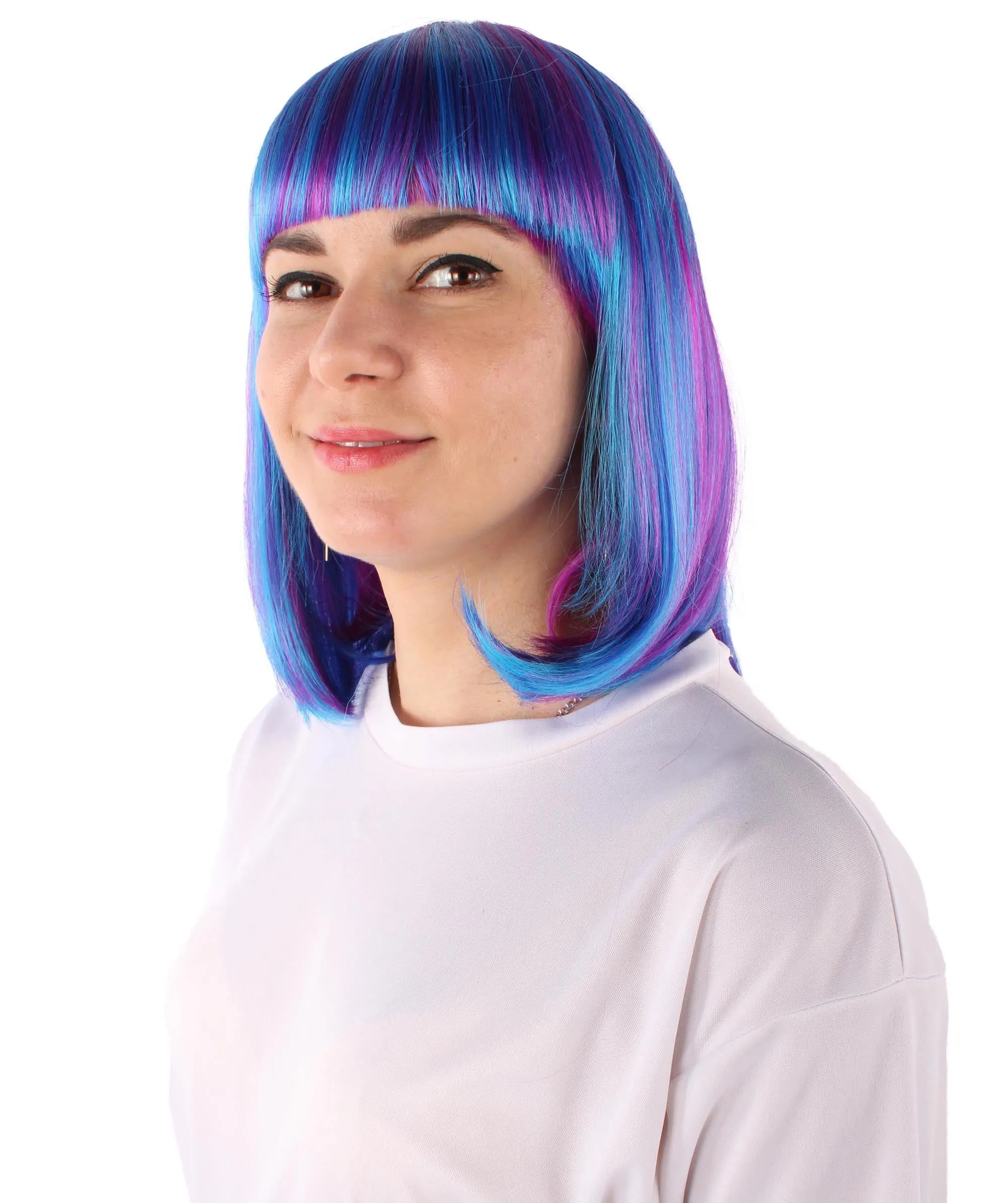 Adult Women's Multi Color Straight Shoulder Length Trendy Bob Wig