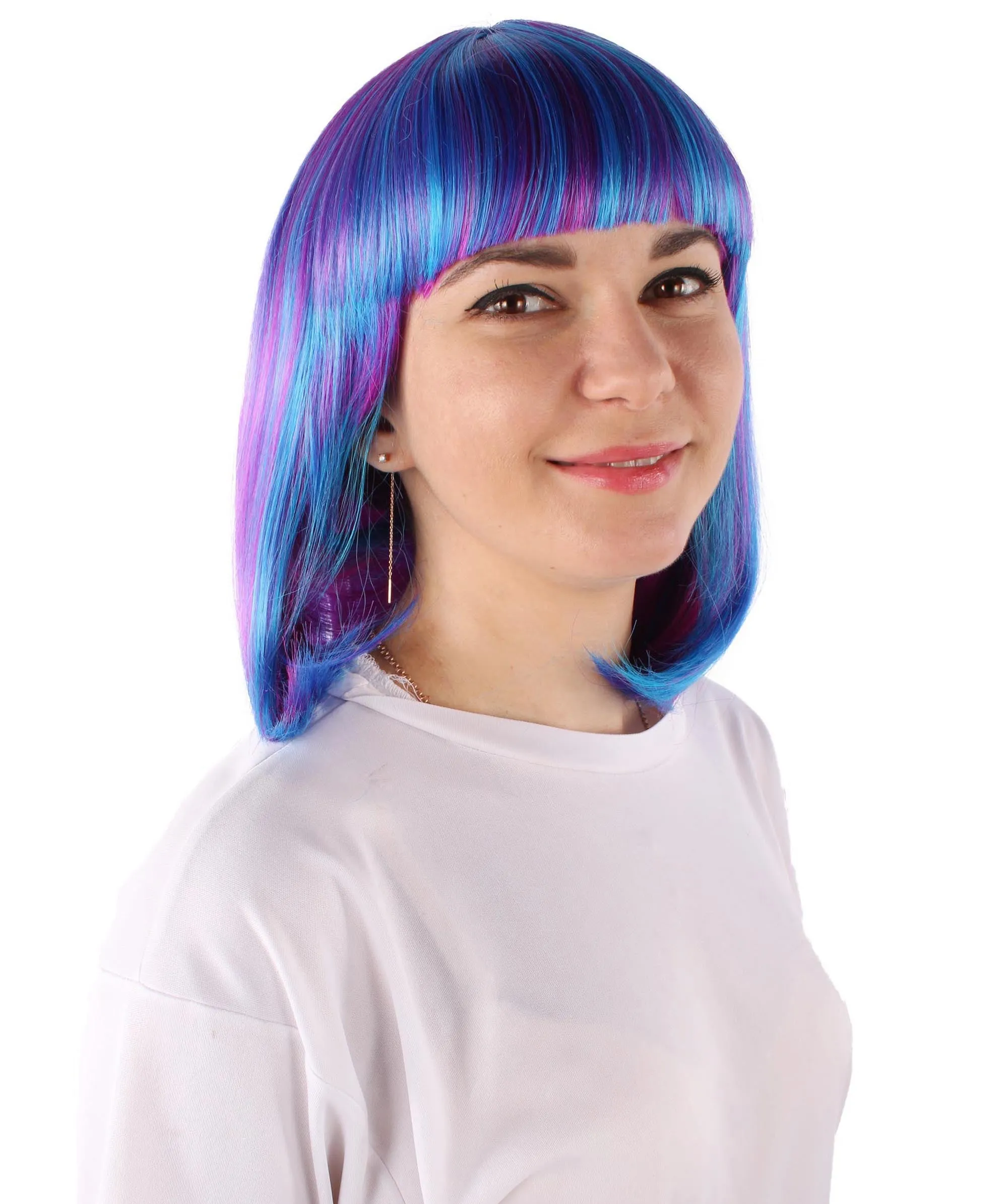 Adult Women's Multi Color Straight Shoulder Length Trendy Bob Wig