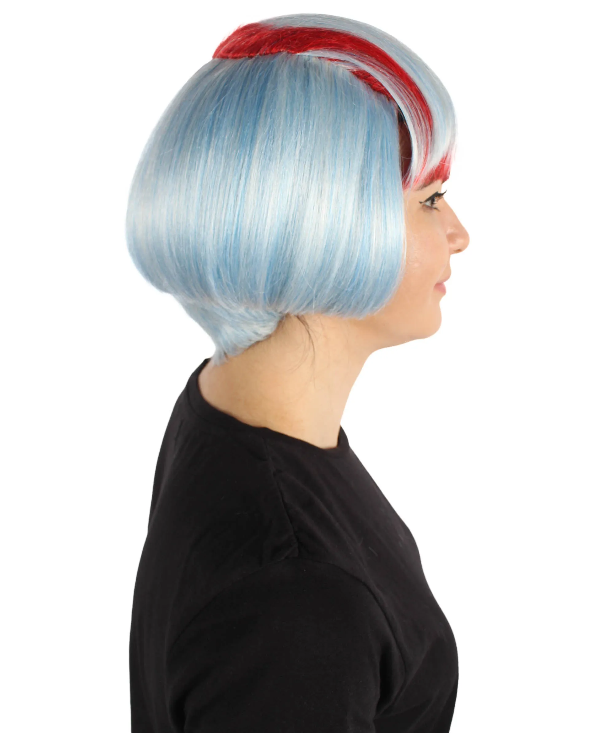 Adult Women's Red & White Short Bob Wig | Perfect for Halloween | Flame-retardant Synthetic Fiber