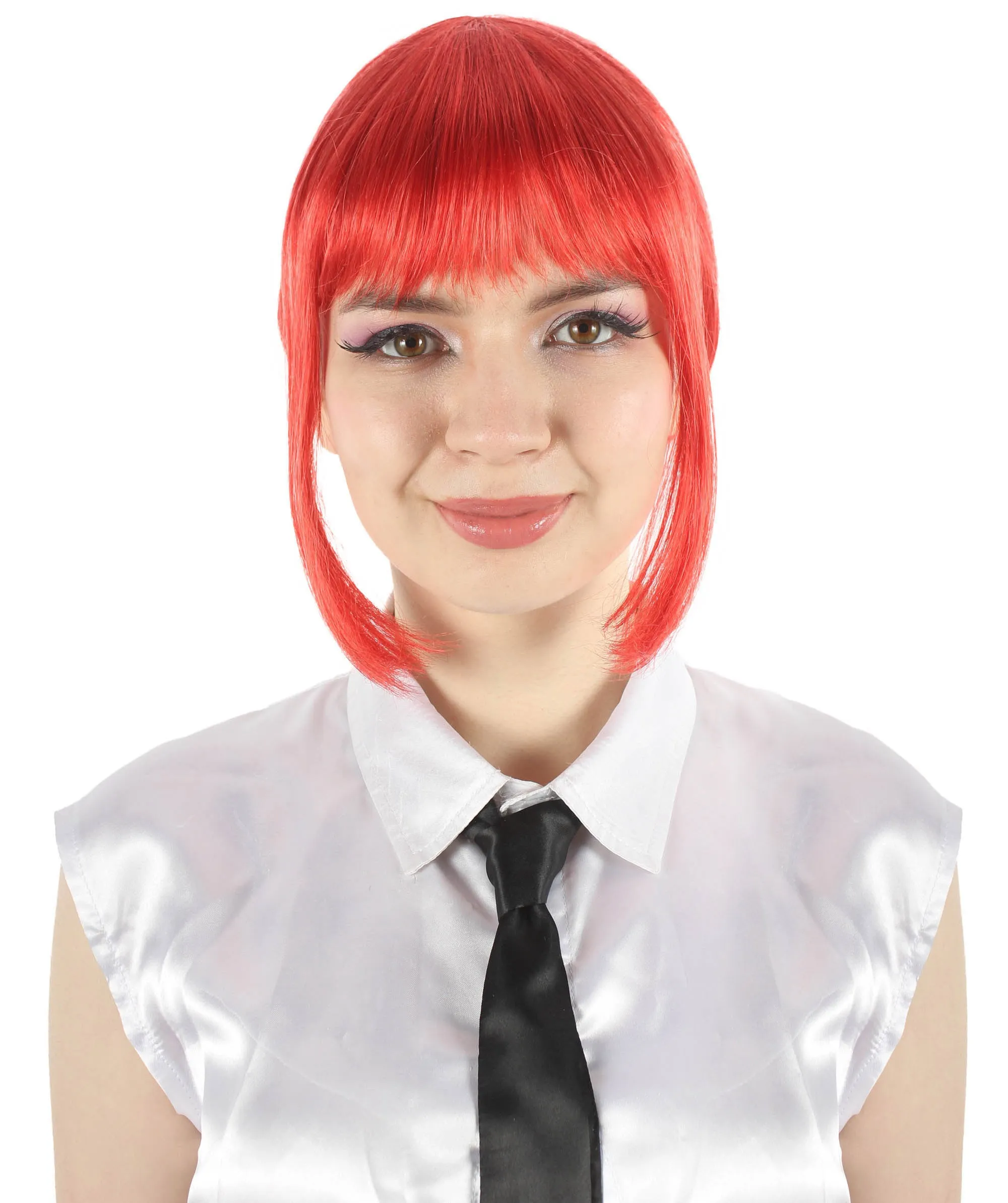 Adult Women’s Supernatural Chainsaw Anime Maki Pink Braided Wig, Perfect for Halloween and Anime-themed Group Parties, Flame-retardant Synthetic Fiber