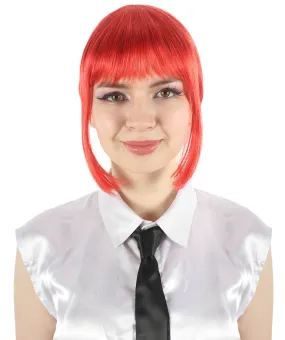 Adult Women’s Supernatural Chainsaw Anime Maki Pink Braided Wig, Perfect for Halloween and Anime-themed Group Parties, Flame-retardant Synthetic Fiber