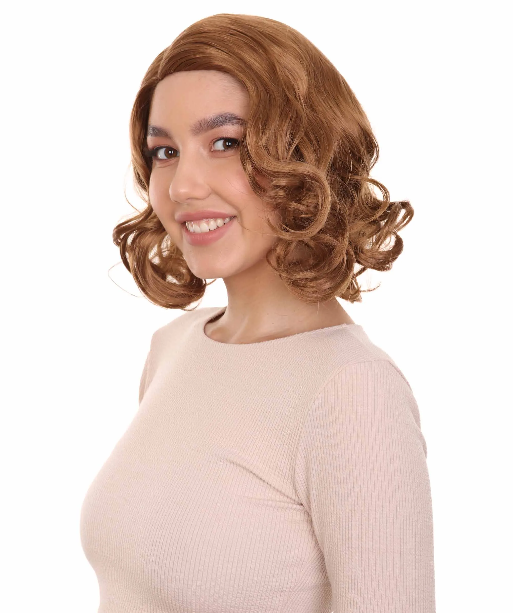Adult Women’s TV Series Mad Betty Wig | Medium Brown Fancy Wig | Premium Breathable Capless Cap| Flame-retardant Synthetic Fiber| Best Halloween Wig
