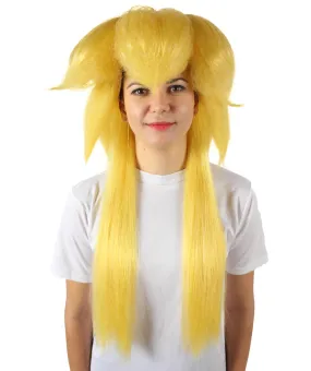 Adult Women’s Video Game 80'S Plumber Yellow Blonde Princess Wig with Sideburns and Bangs | Flame-retardant 100% Synthetic Fiber Cosplay Wig