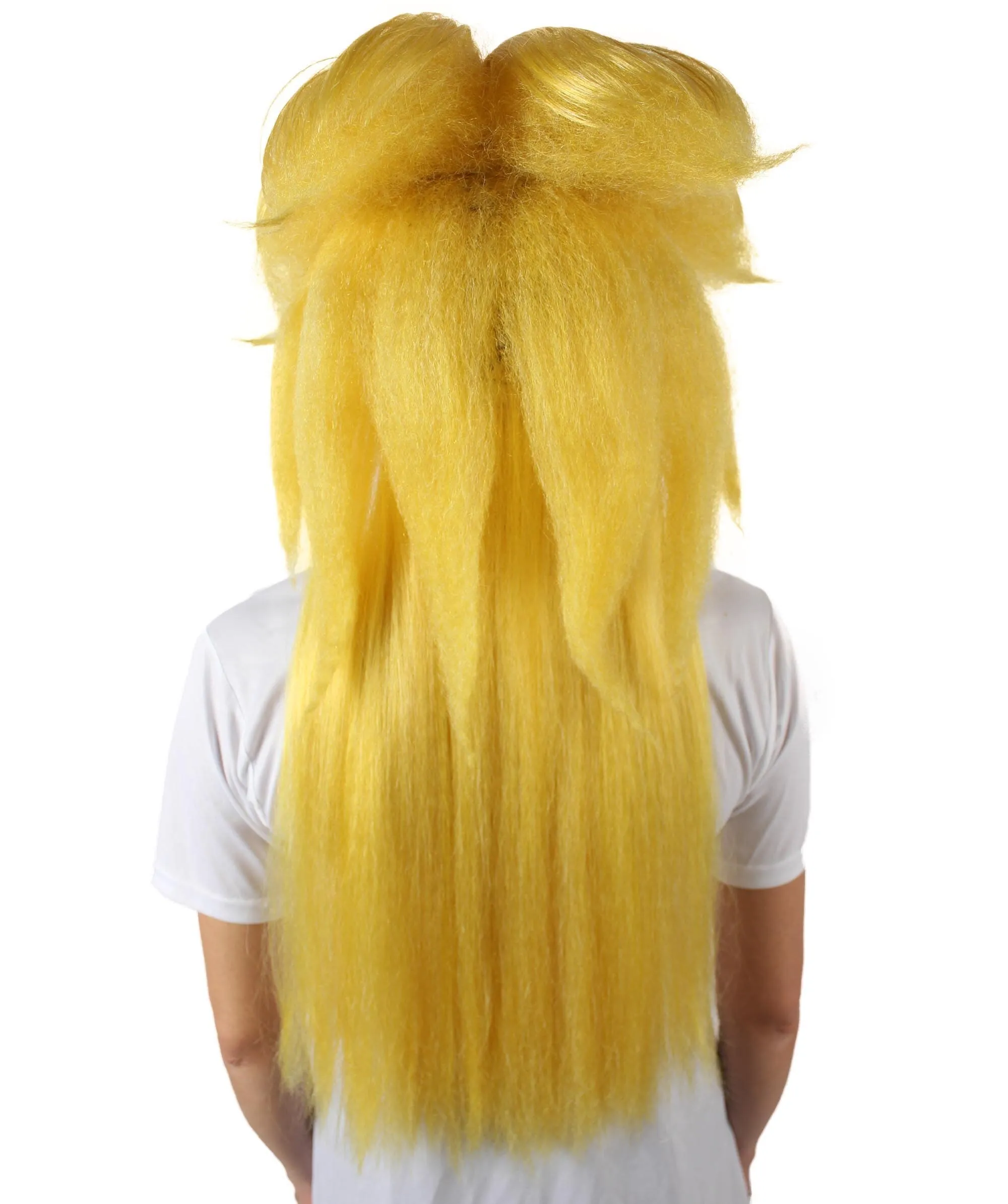 Adult Women’s Video Game 80'S Plumber Yellow Blonde Princess Wig with Sideburns and Bangs | Flame-retardant 100% Synthetic Fiber Cosplay Wig