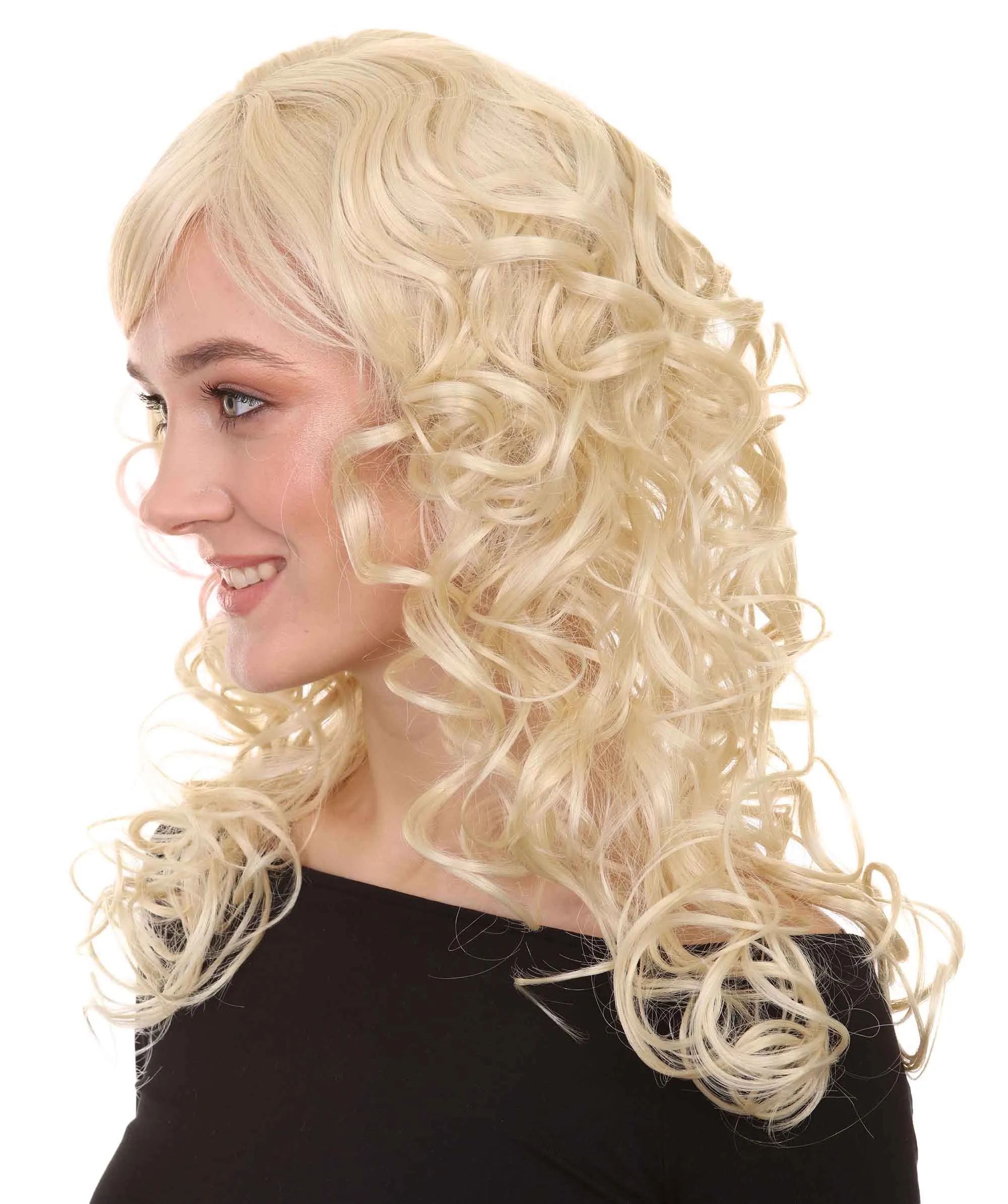 Adult Womens Wig | Curly Long Princess Blonde Cosplay Halloween Wig | Premium Breathable Capless Cap