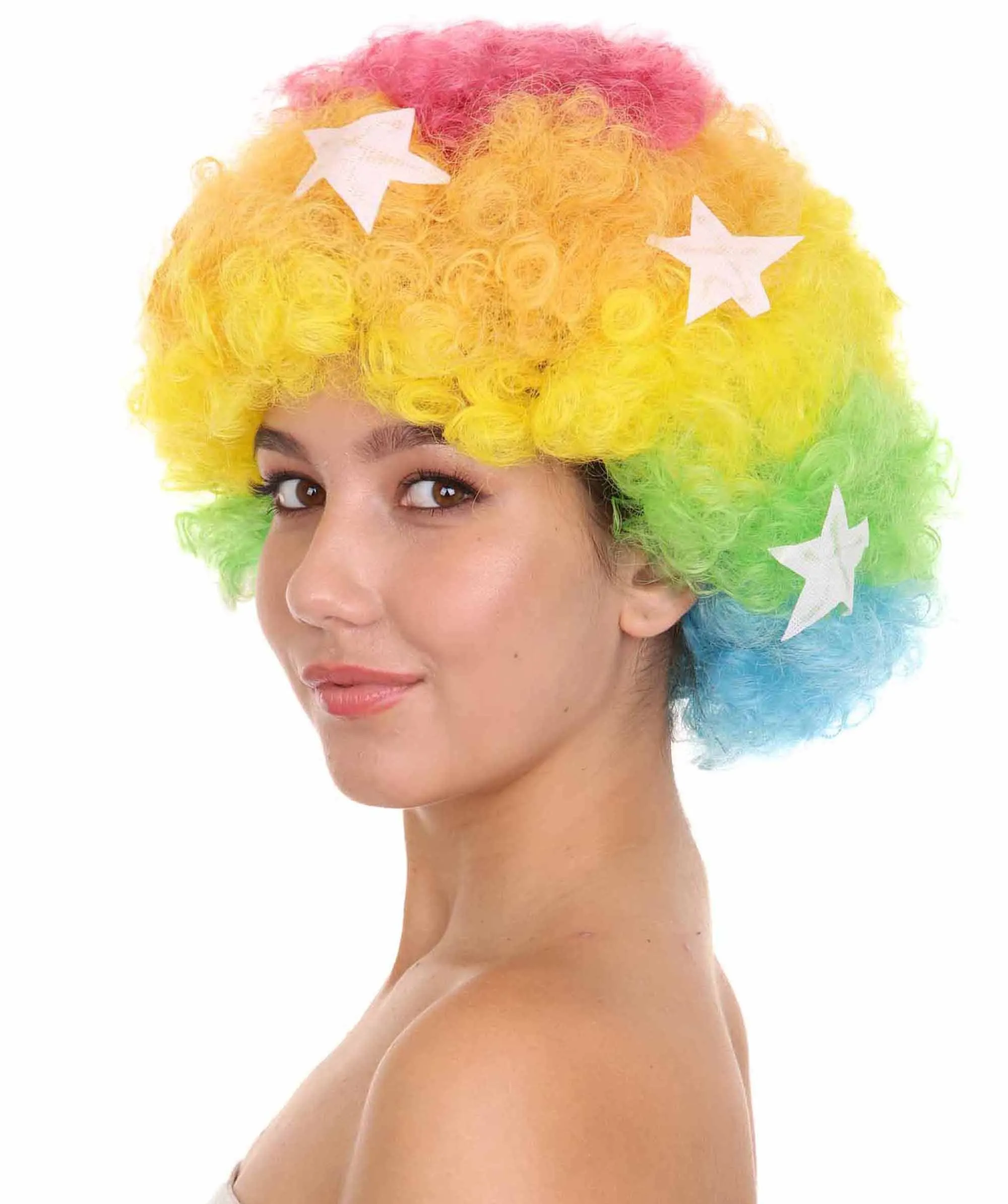 Afro Unisex Wig , Jumbo Multi Color Cosplay Halloween Wig , Premium Breathable Capless Cap