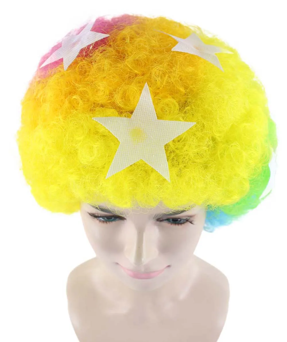 Afro Unisex Wig , Jumbo Multi Color Cosplay Halloween Wig , Premium Breathable Capless Cap
